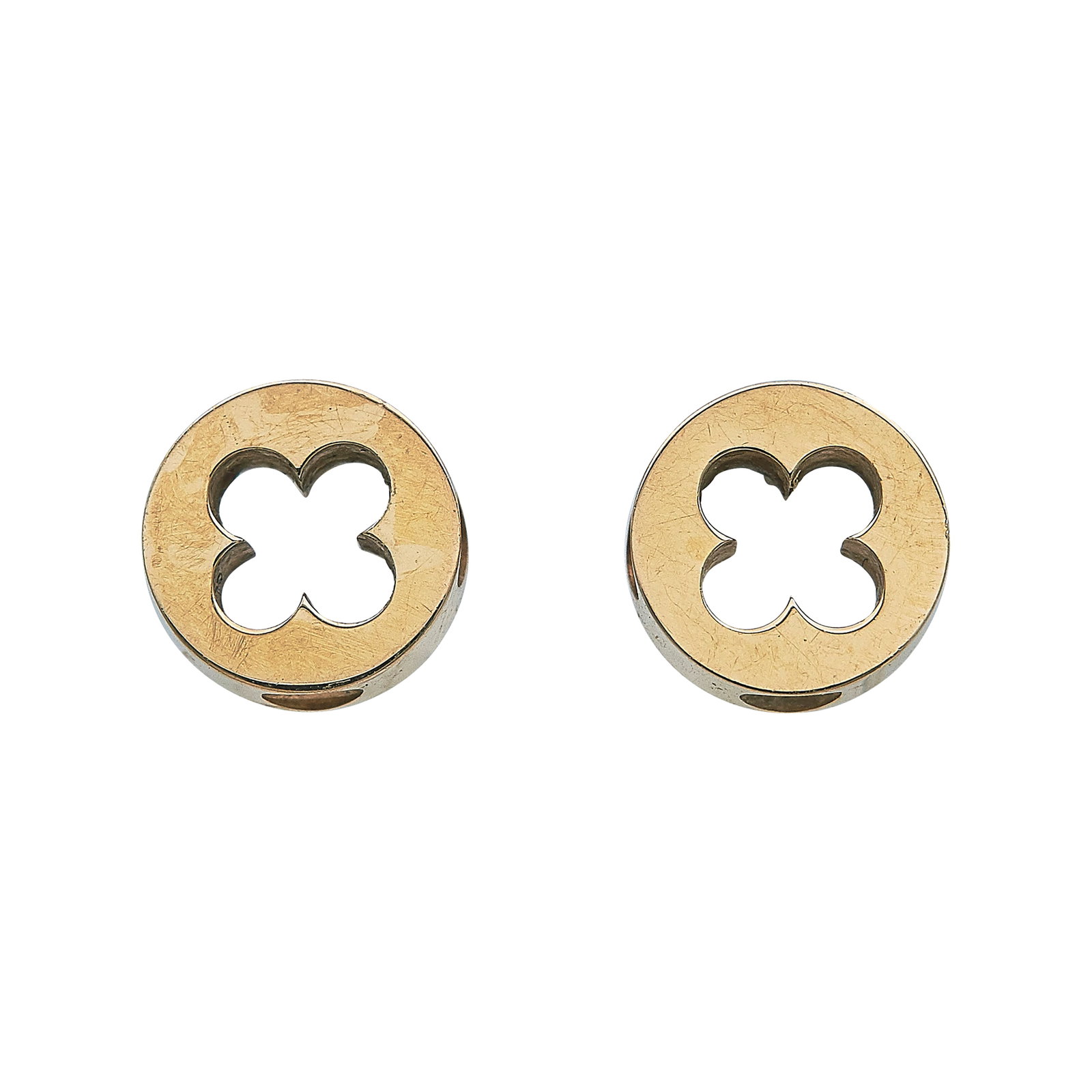 Louis Vuitton Empreinte 18K Rose Gold Stud Earrings: BRAND: Louis Vuitton; METAL: 18K Rose Gold; STAMPED: LV, Au750, Serial number, French marks, MADE IN FRANCE; CONDITION: Pre-owned, Good; ITEM WEIGHT (GRAMS): 2.63 g; MEASUREMENTS: Earrings 5/16 inch i