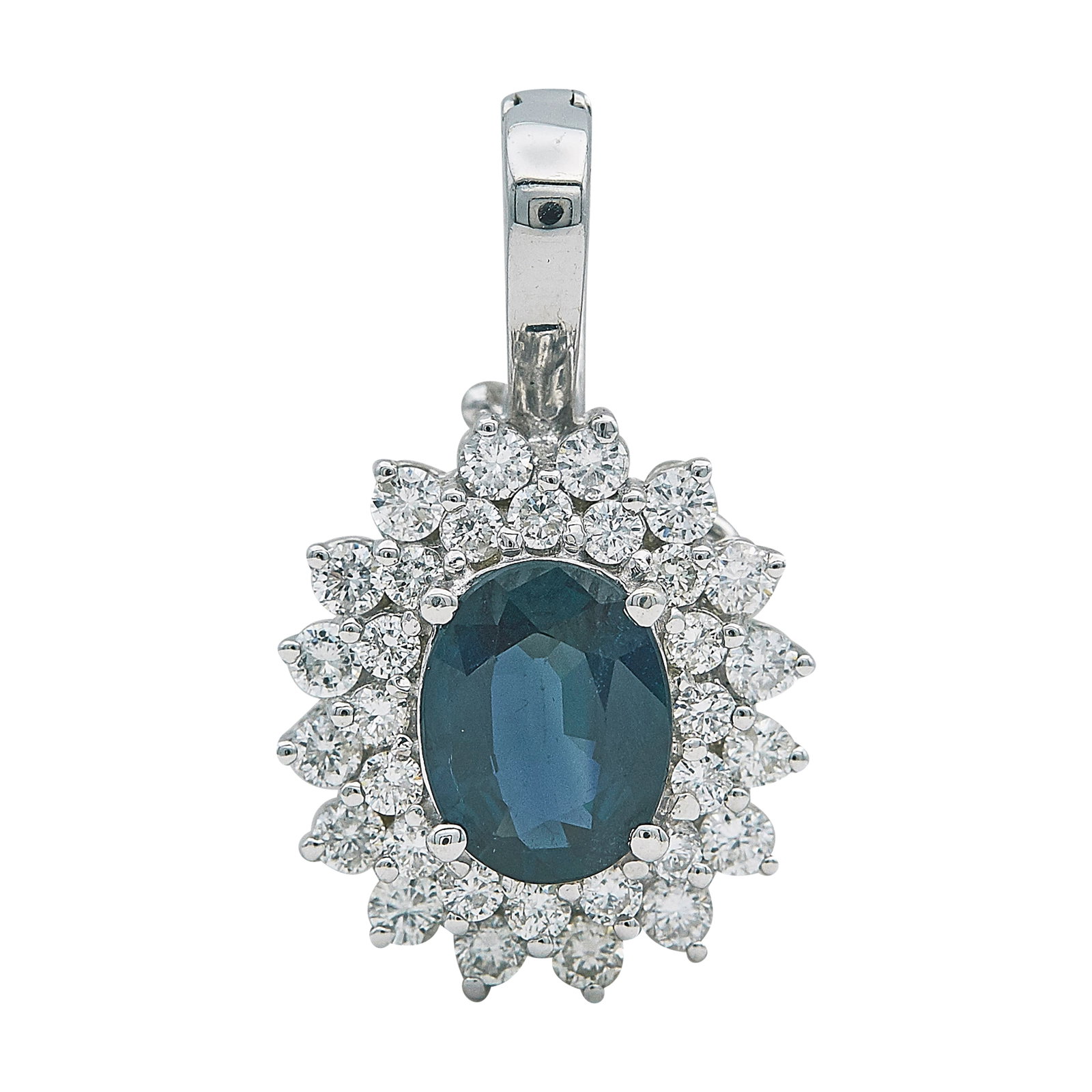 18K White Gold Sapphire and Diamond Cluster Pendant (1 of 3)