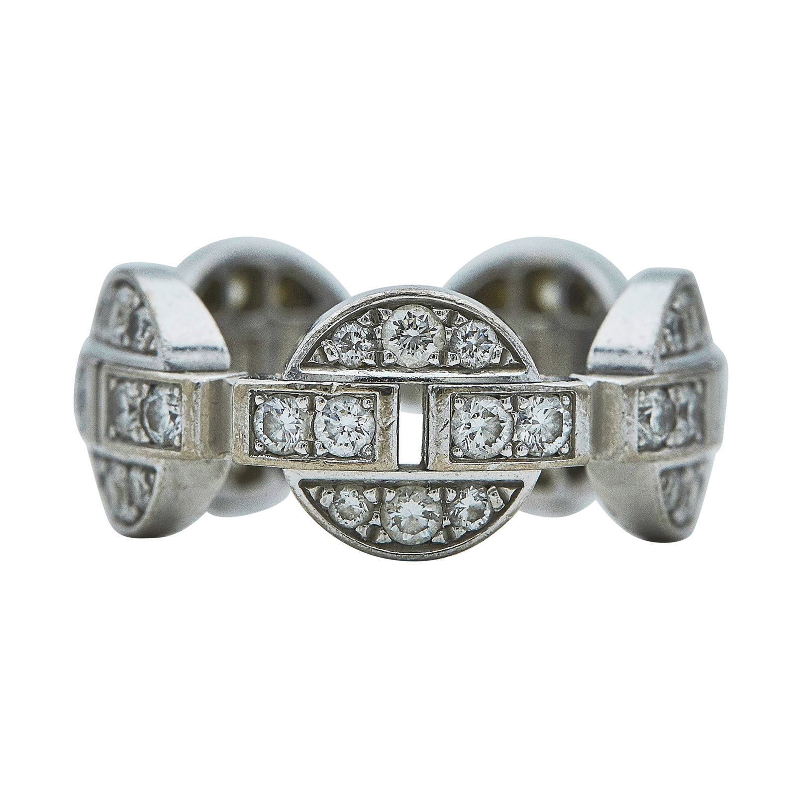 Cartier Himalia 18K White Gold and Diamond Ring Band: BRAND: Cartier; COLLECTION: Himalia; METAL: 18K White Gold; APPROXIMATE TOTAL DIAMOND WEIGHT: 1.20 ctw; STAMPED: 52, French mark, 750, Cartier, © numbered; CONDITION: Pre-owned, Very Good; ITEM WEIGH