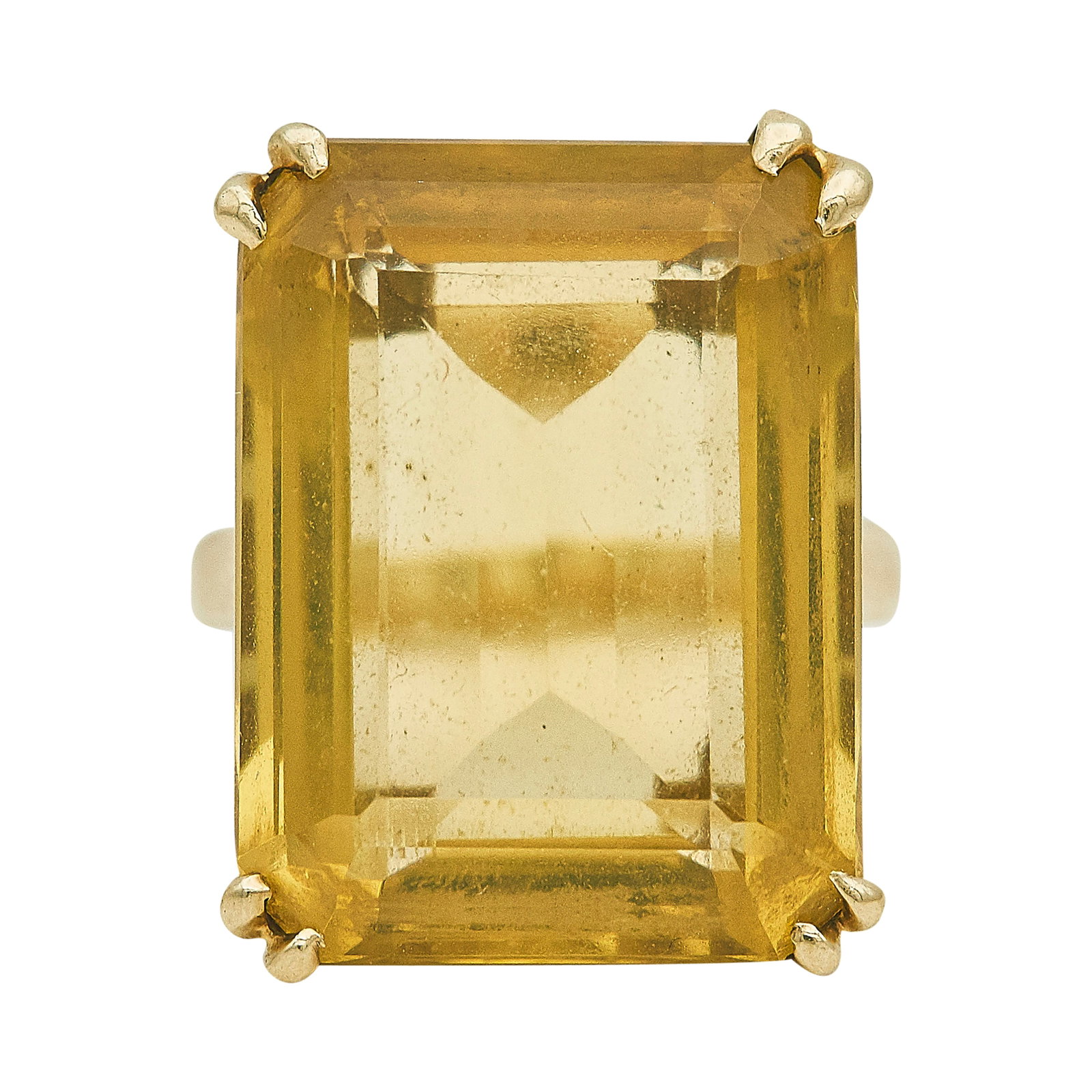 14K Yellow Gold and Emerald Cut Citrine Cocktail Ring (1 of 3)