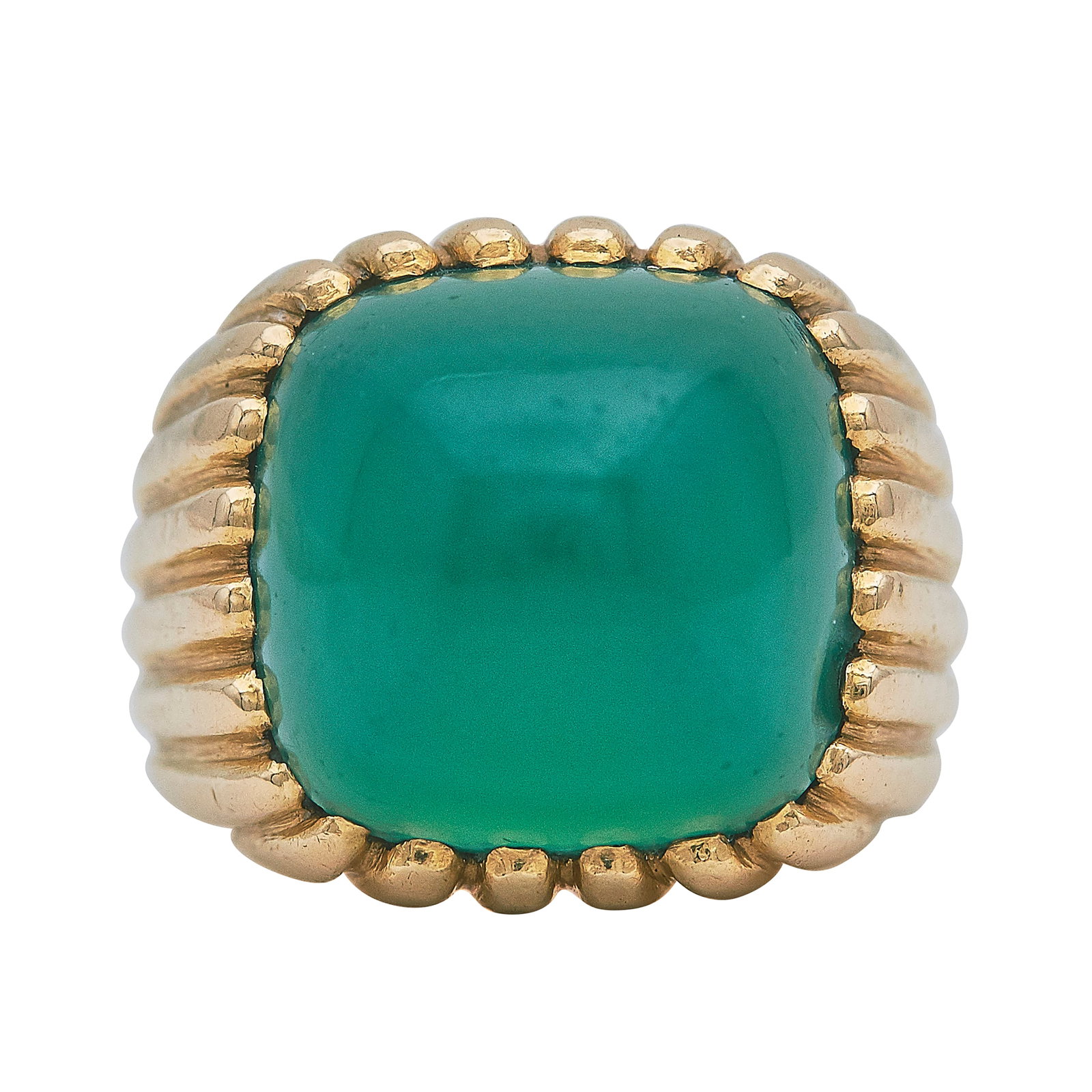 14K Yellow Gold and Sugarloaf Chrysoprase Ring (1 of 3)