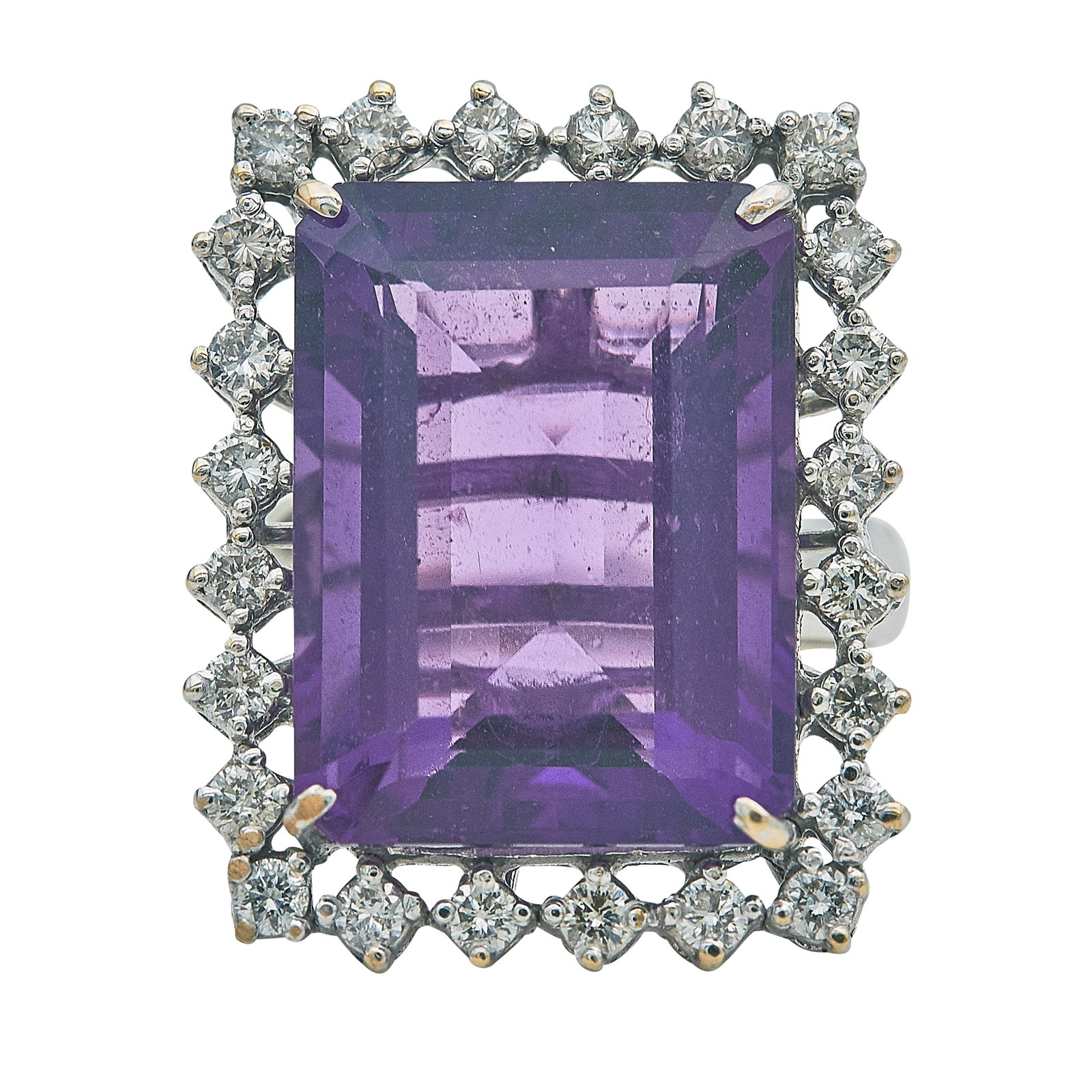 14K White Gold Amethyst and Diamond Cocktail Ring (1 of 3)