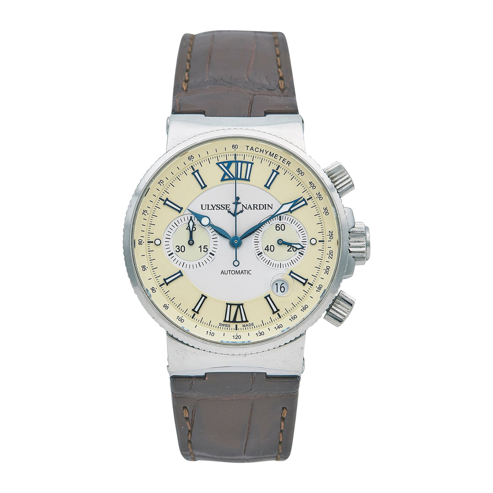Ulysse Nardin Marine Chronograph Stainless Steel Watch Ref. 353-66, circa 2000 (1 of 5)