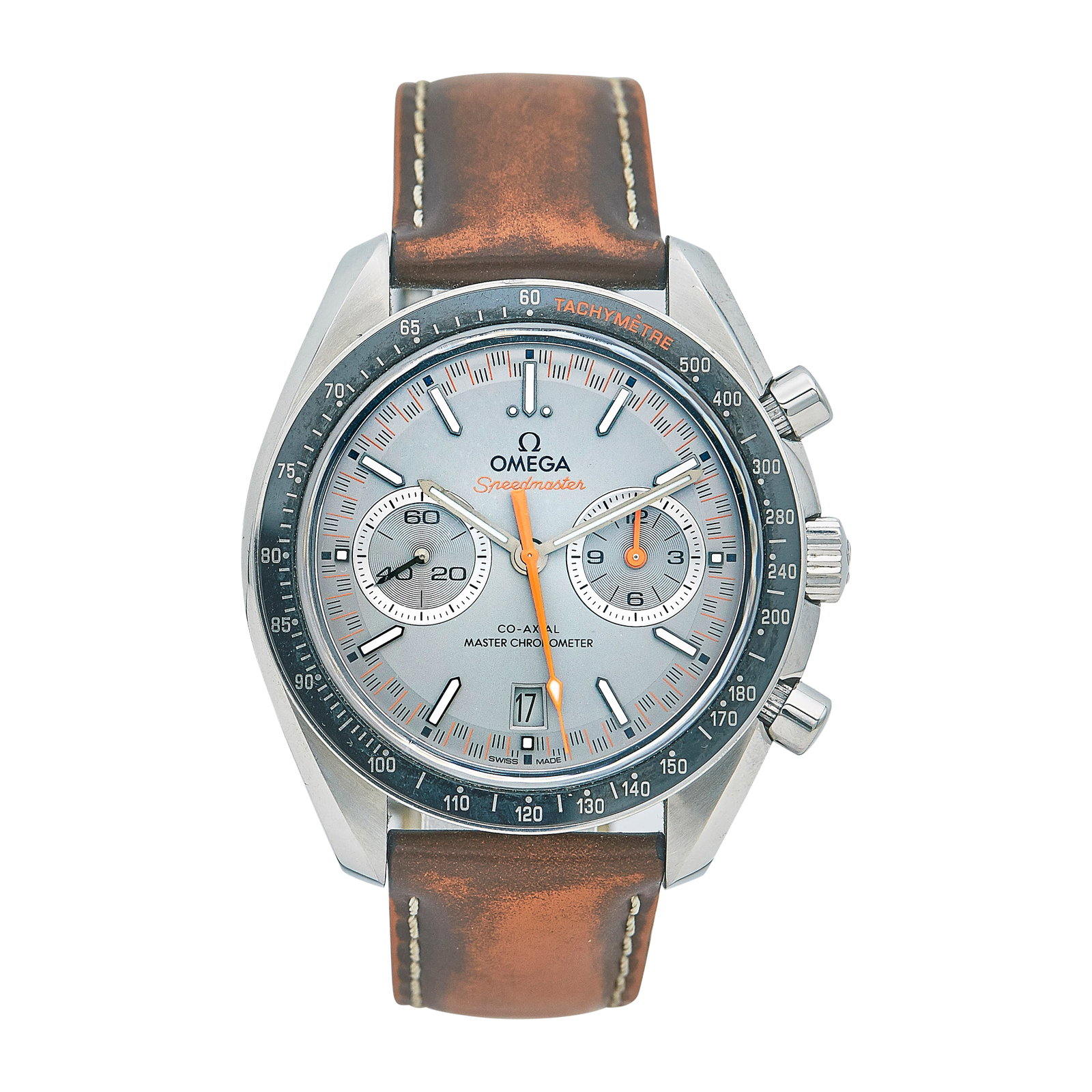 Omega Speedmaster Stainless Steel Watch Ref. 329.32.44.51.06.001, circa 2019: BRAND: Omega; STYLE: Speedmaster; REF. #: 329.32.44.51.06.001; CONDITION: Pre-owned, Very Good; YEAR: Circa 2019; ADDITIONAL COMMENTS: Scratches, scuffs, and light indentations throughout watch, Accom