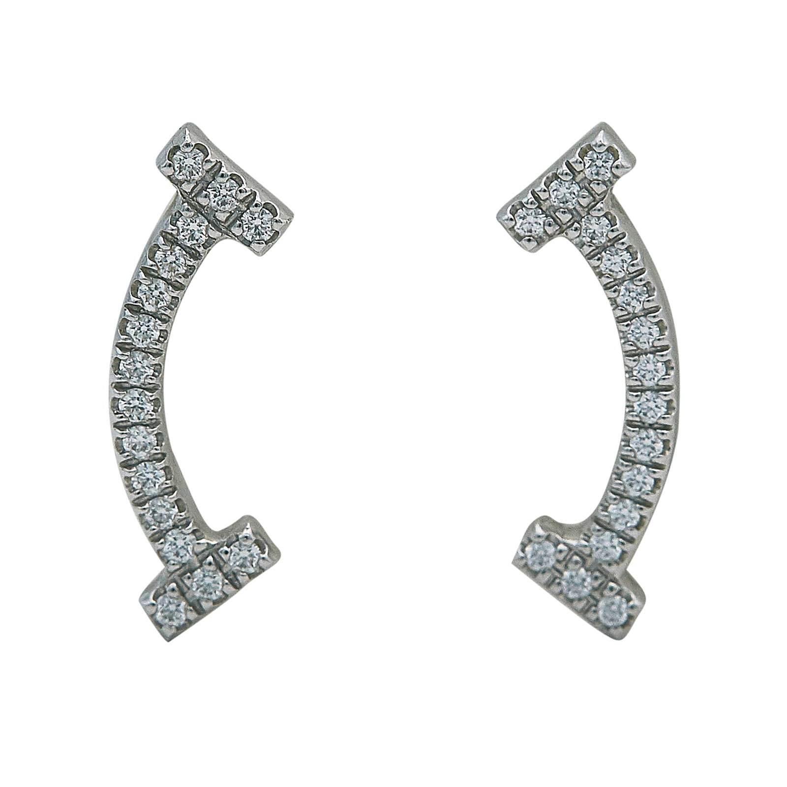 Tiffany & Co. Tiffany T Smile 18K White Gold and Diamond Stud Earrings (1 of 3)