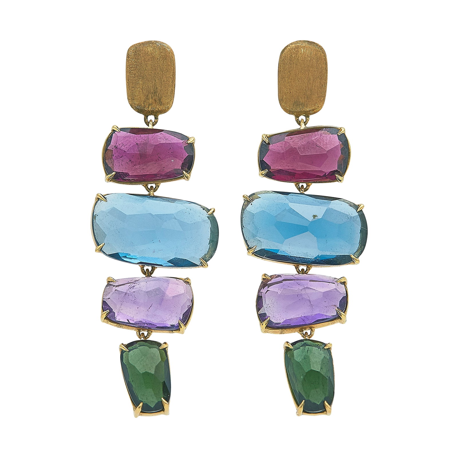 Marco Bicego Murano 18K Yellow Gold and Multicolored Gemstones Earrings (1 of 3)