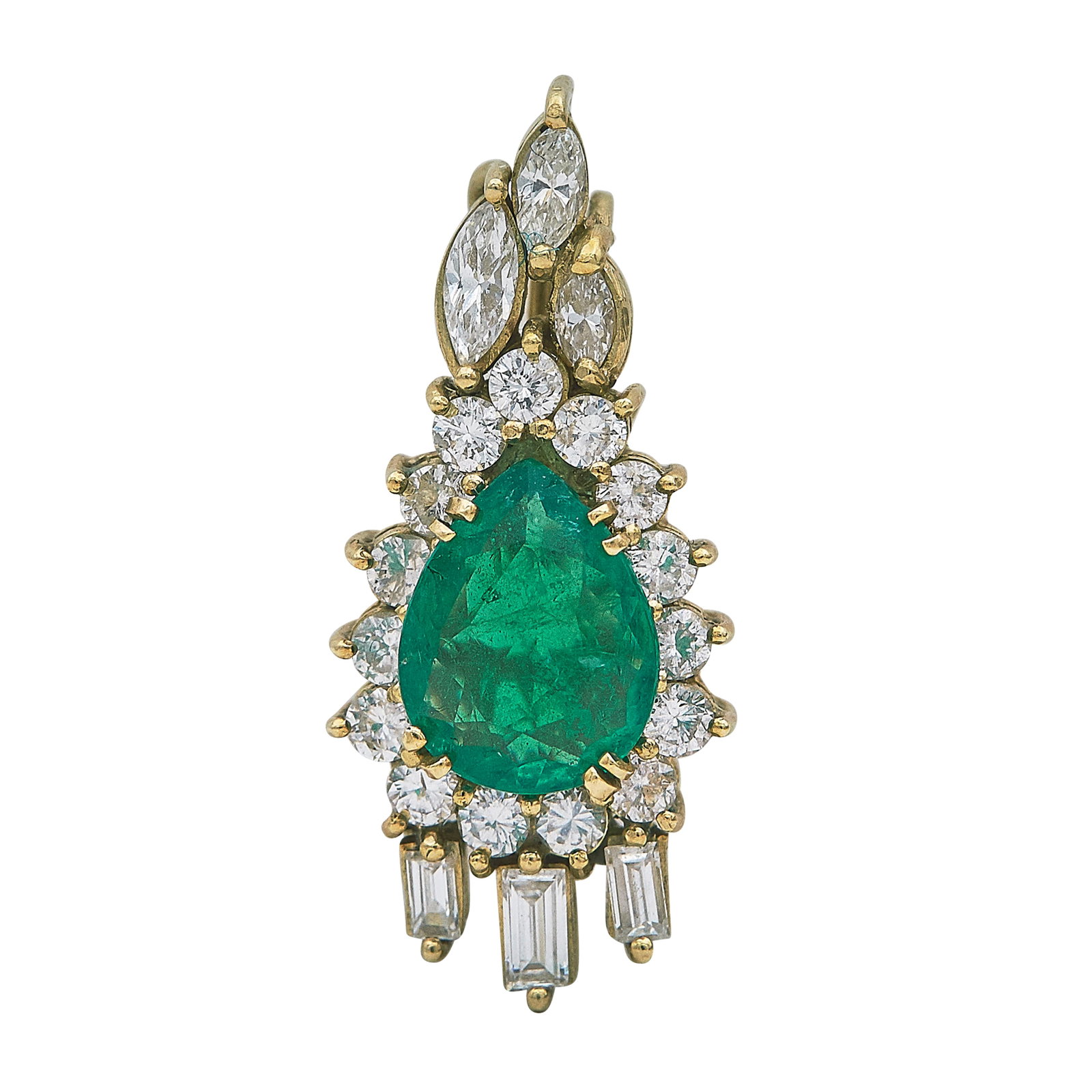 14K Yellow Gold Emerald and Diamond Pendant (1 of 3)