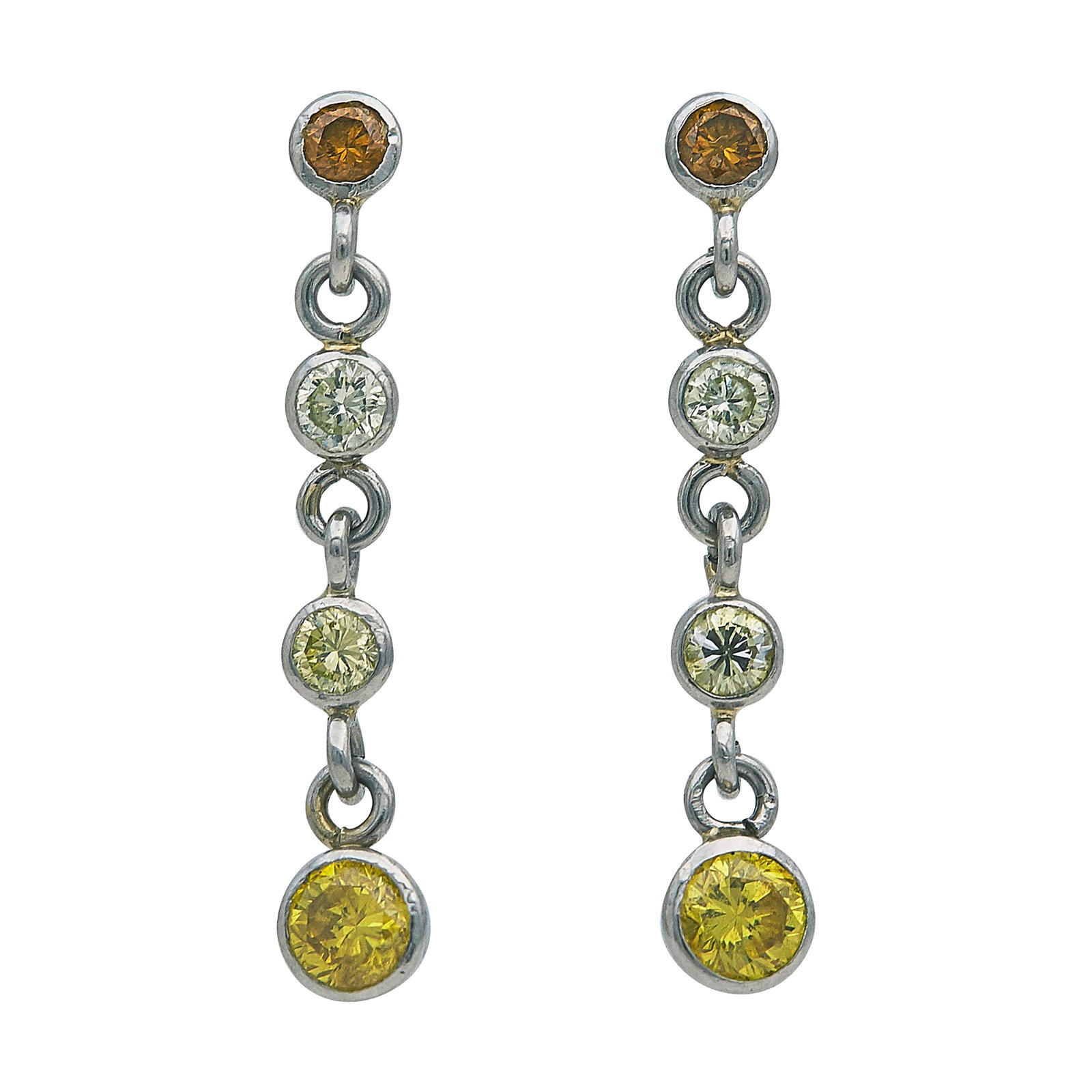 Platinum and Yellow Diamond Drop Earrings (1 of 3)