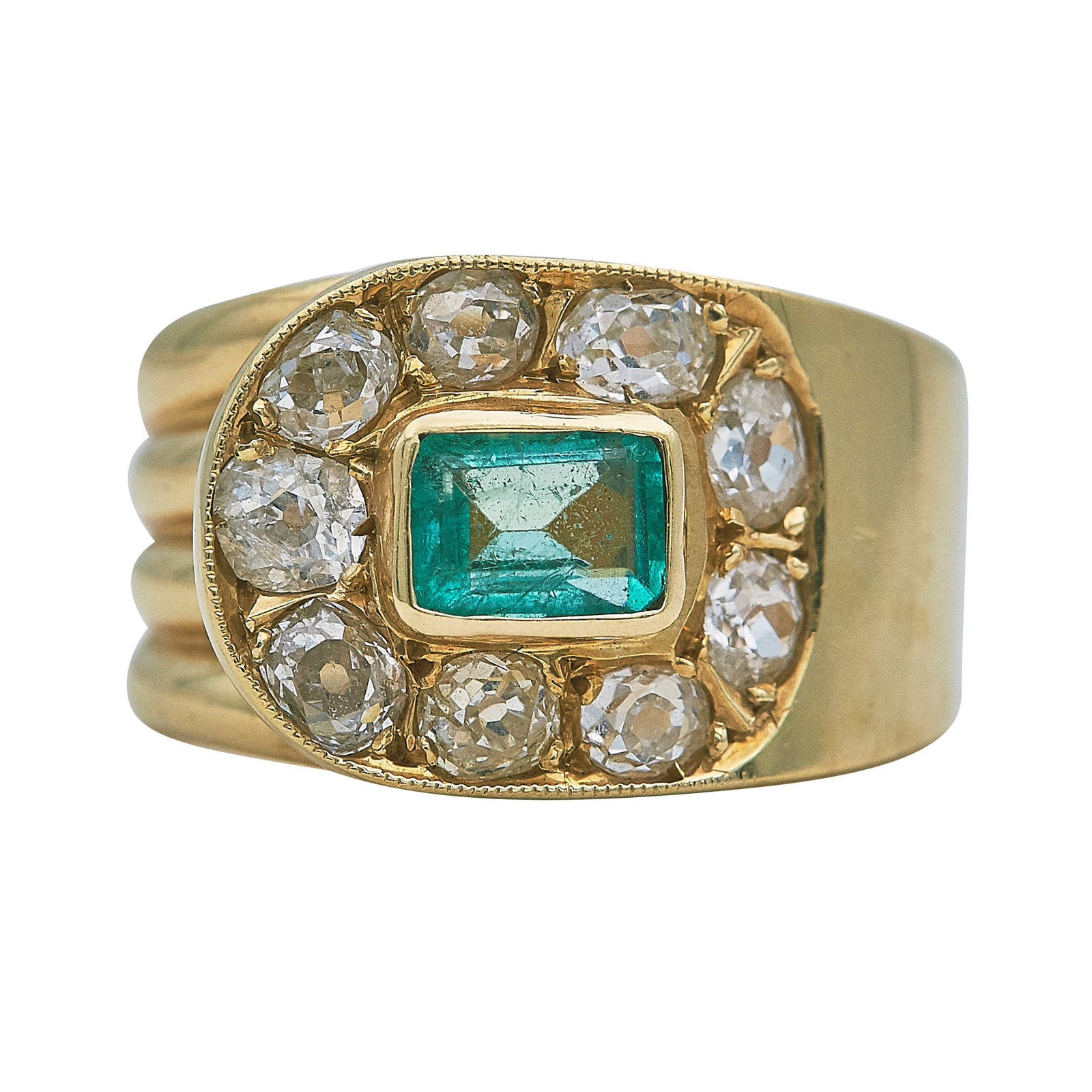 14K Yellow Gold Emerald and Diamond Band Ring (1 of 3)