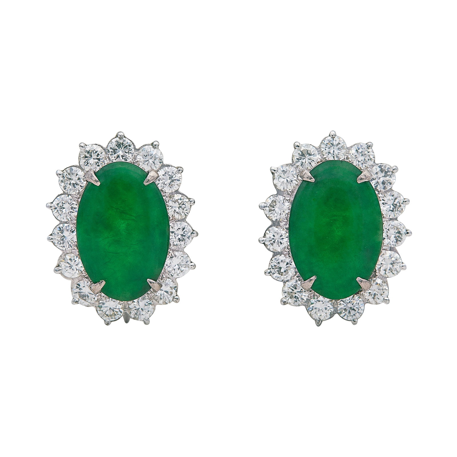 14K White Gold Jadeite and Diamond Earrings (1 of 4)