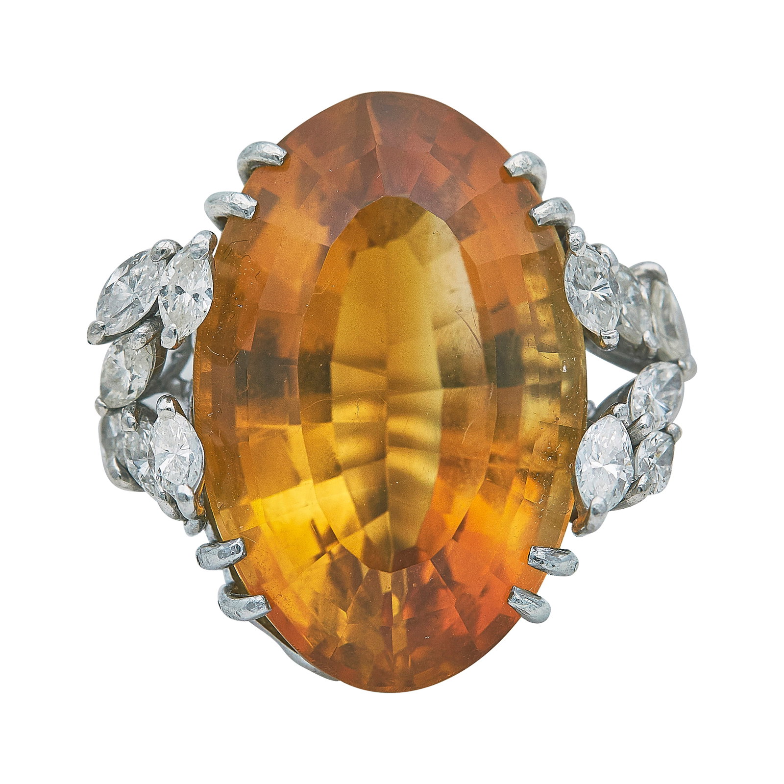 Platinum Citrine and Diamond Cocktail Ring (1 of 3)