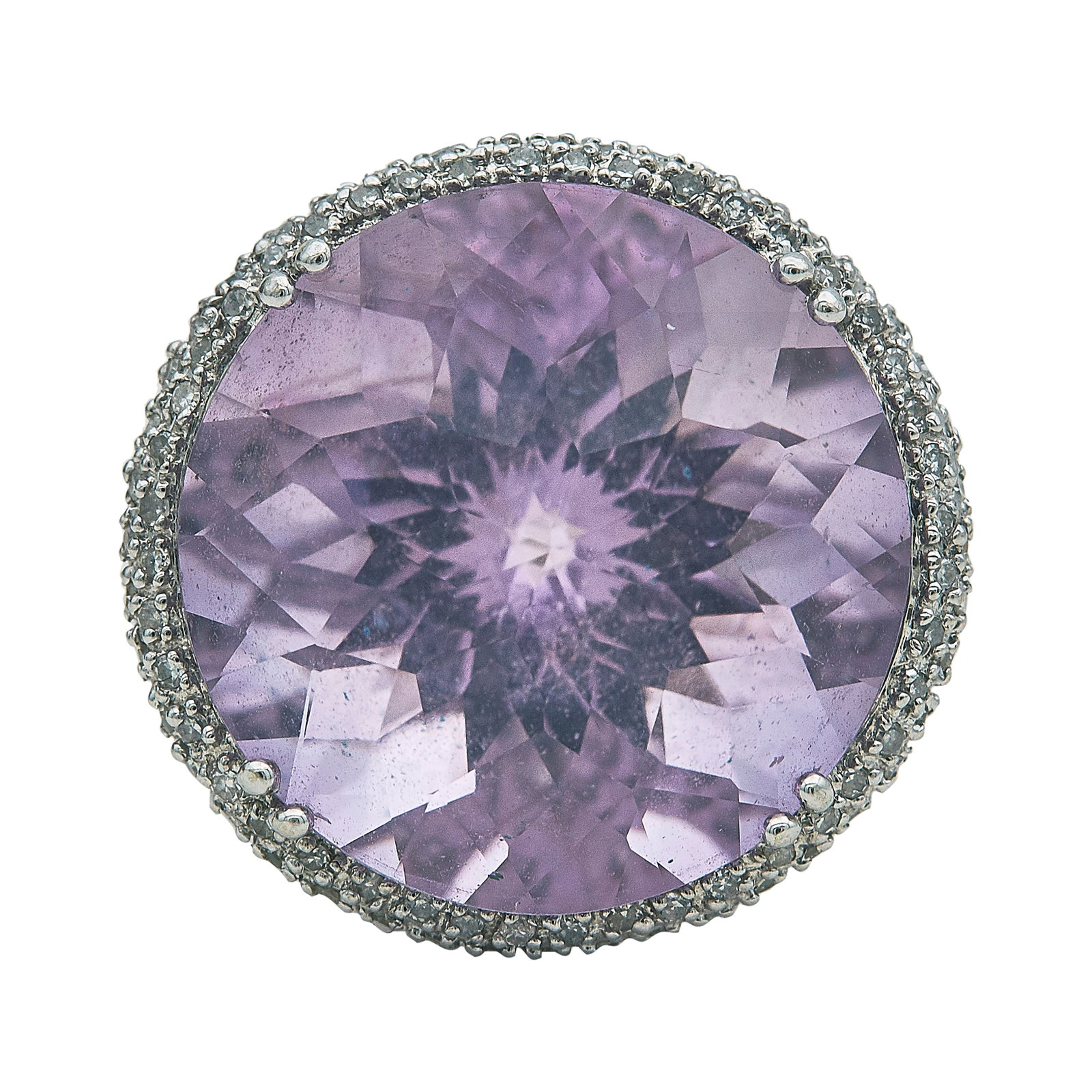 14K White Gold Amethyst and Diamond Cocktail Ring (1 of 3)