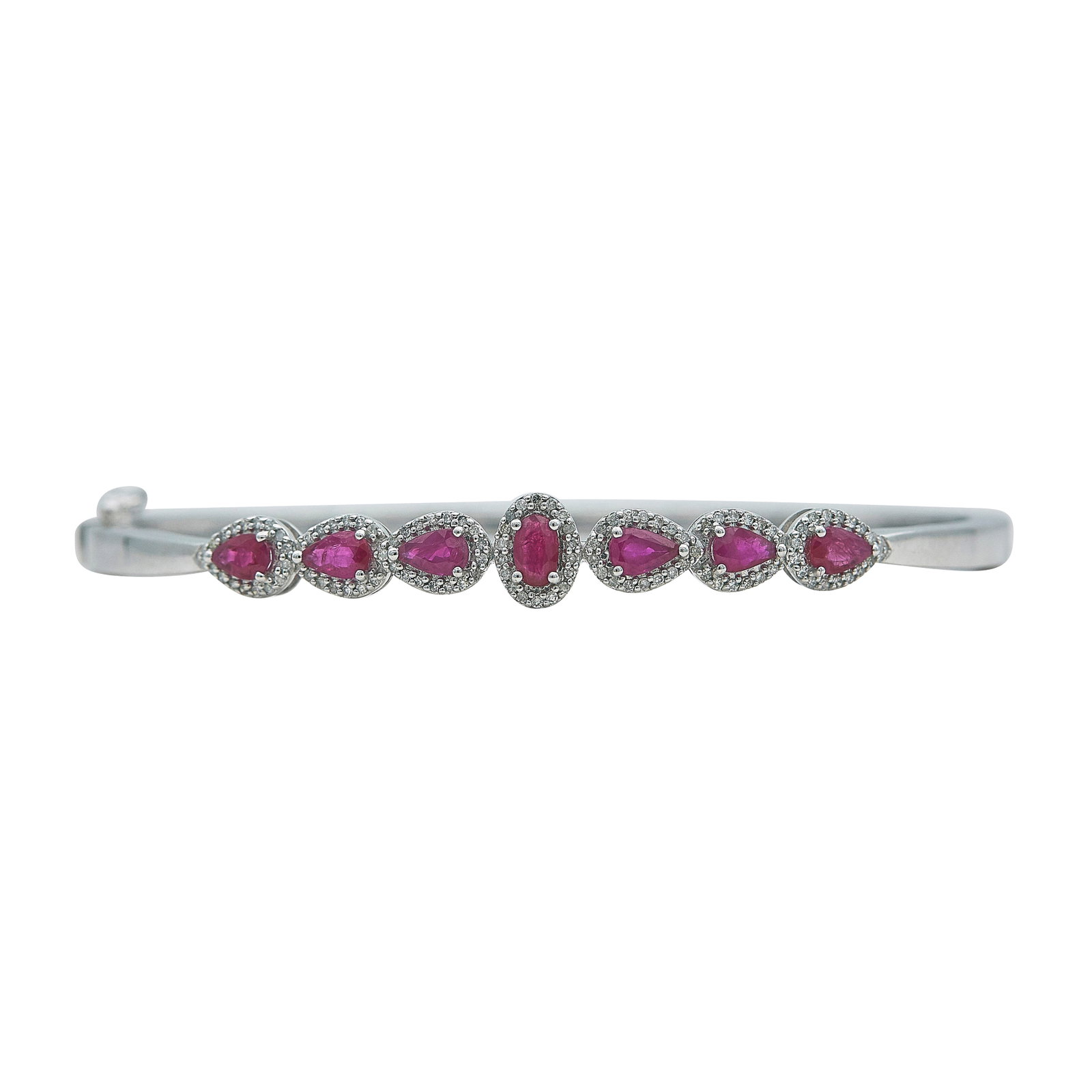 14K White Gold Ruby and Diamond Bangle Bracelet (1 of 3)