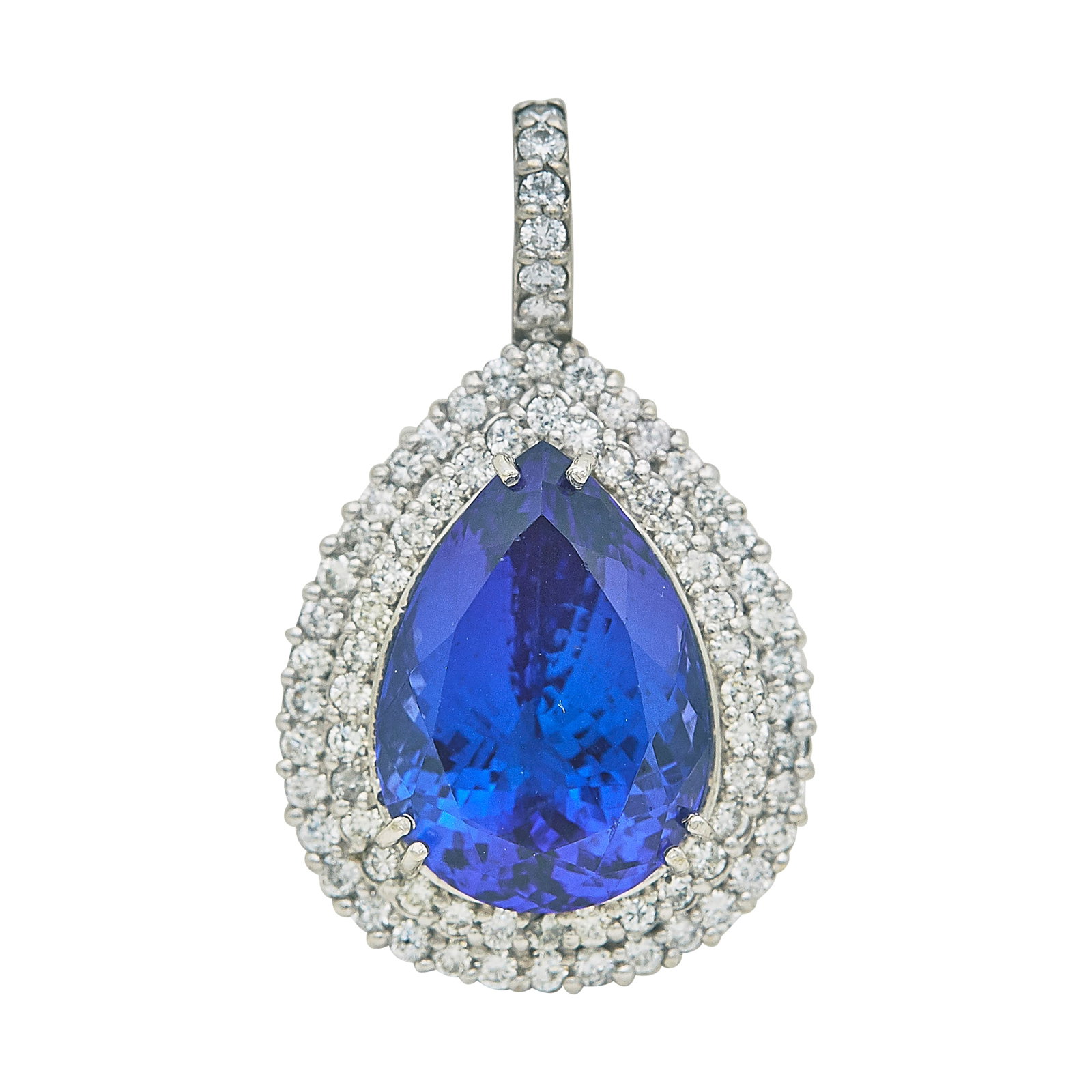 14K White Gold Pear Cut Tanzanite and Diamond Pendant (1 of 3)