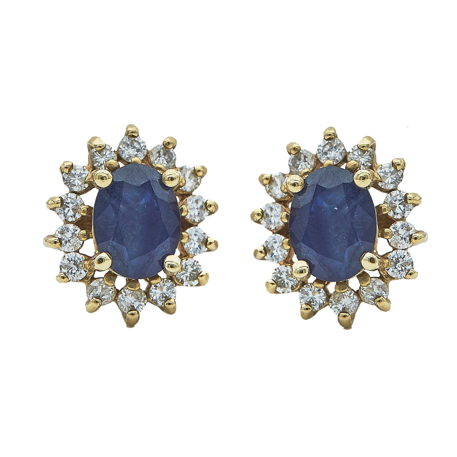 14K Yellow Gold Sapphire and Diamond Cluster Earrings (1 of 3)
