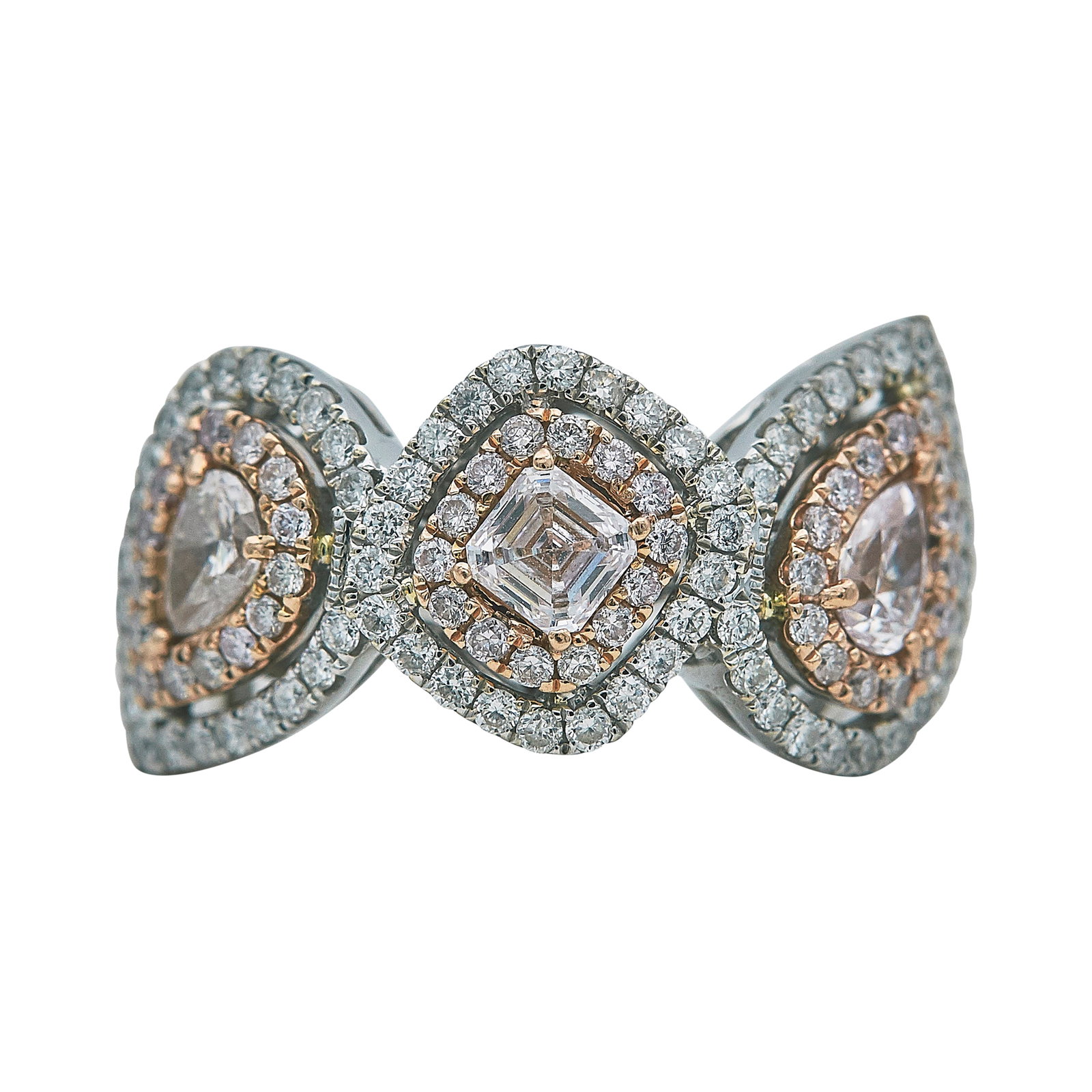 14K White and Rose Gold Multicolored Diamond Ring (1 of 4)