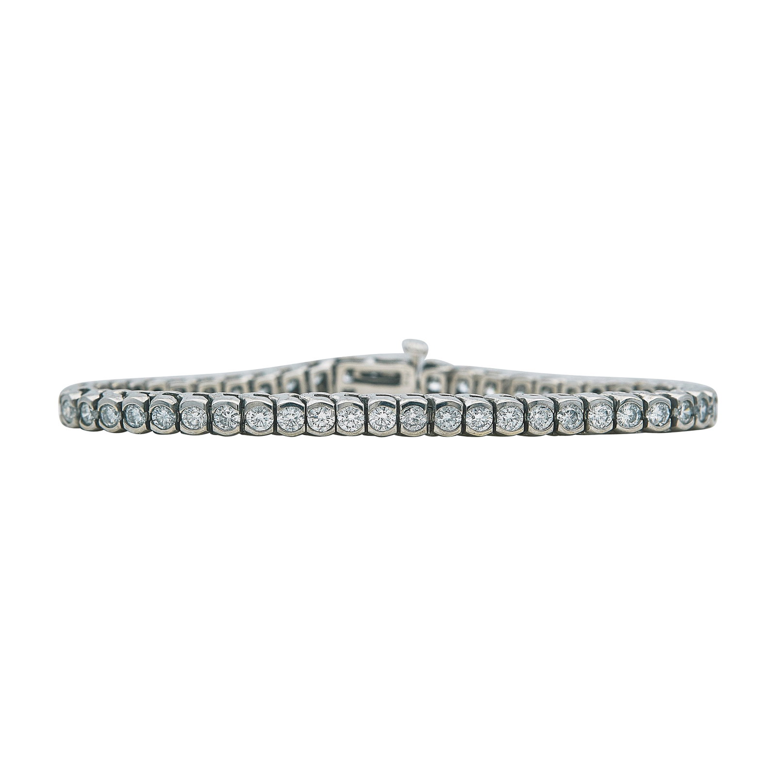 14K White Gold and Half Bezel Set Diamond Tennis Bracelet (1 of 3)