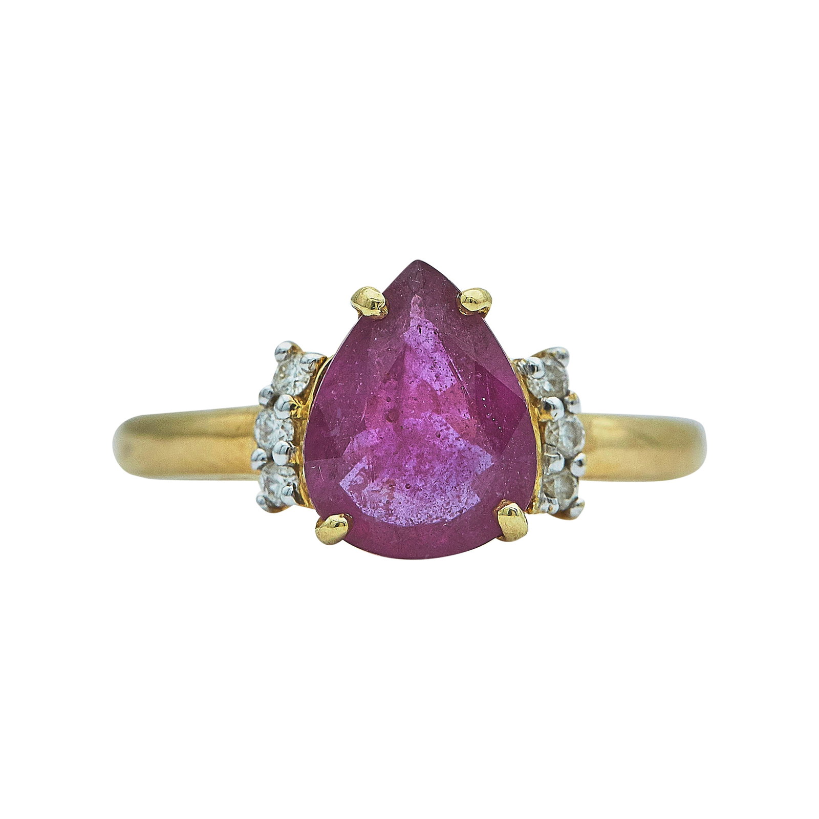 18K Yellow Gold Glass-Filled Ruby and Diamond Ring (1 of 3)