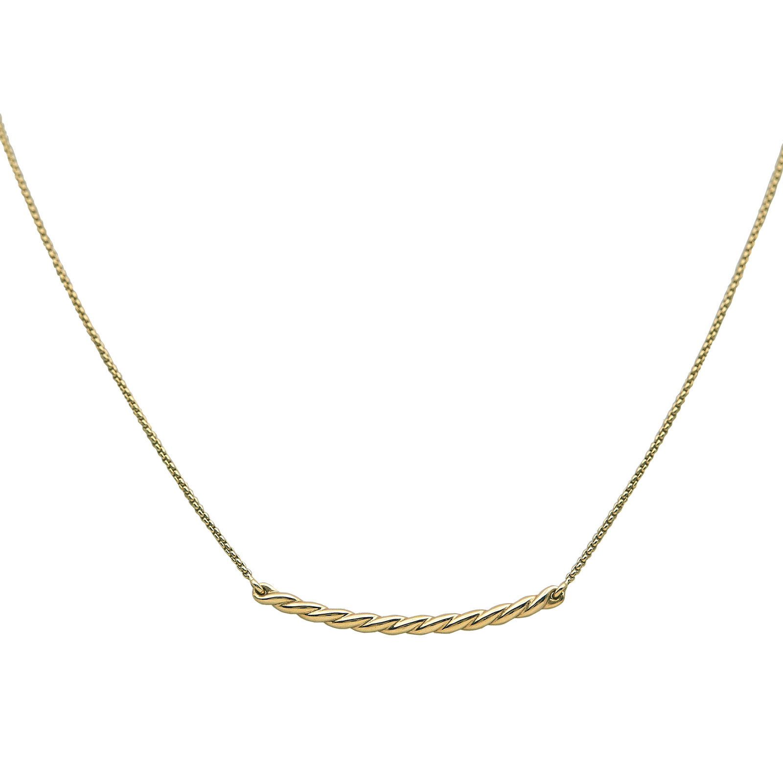 David Yurman 18K Yellow Gold Necklace: BRAND: David Yurman; METAL: 18K Yellow Gold; STAMPED: © DY, 750, GE; CONDITION: Pre-owned, Very Good; ITEM WEIGHT (GRAMS): 5.4 g; MEASUREMENTS: Necklace 16 inches long