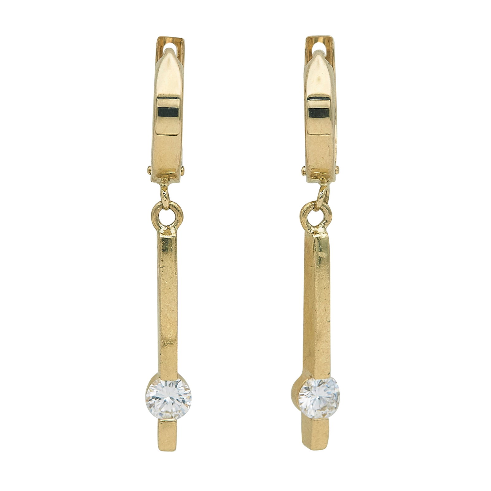 14K Yellow Gold and Diamond Hoop Pendant Earrings (1 of 3)
