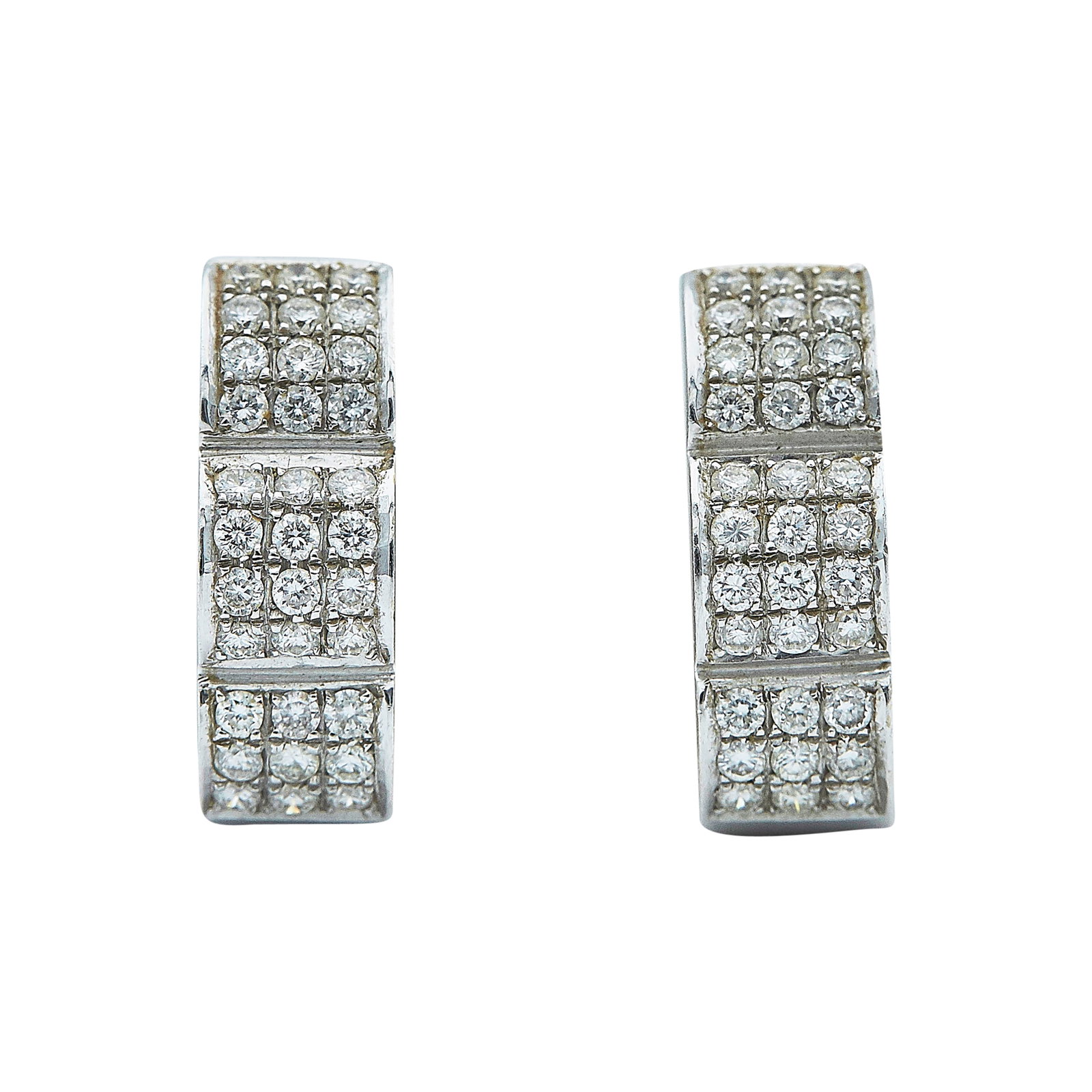18K White Gold and Diamond Huggie Earrings (1 of 3)