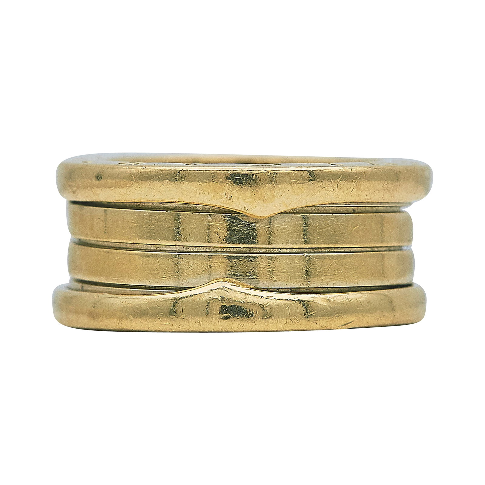 Bulgari Bvlgari B.zero1 18K Yellow Gold Band Ring: BRAND: Bulgari; METAL: 18K Yellow Gold; STAMPED: 750, Italian workshop mark, Made In Italy, Bvlgari, 52; CONDITION: Pre-owned, Good; ITEM WEIGHT (GRAMS): 12.3 g; MEASUREMENTS: Bulgari ring size 52, US