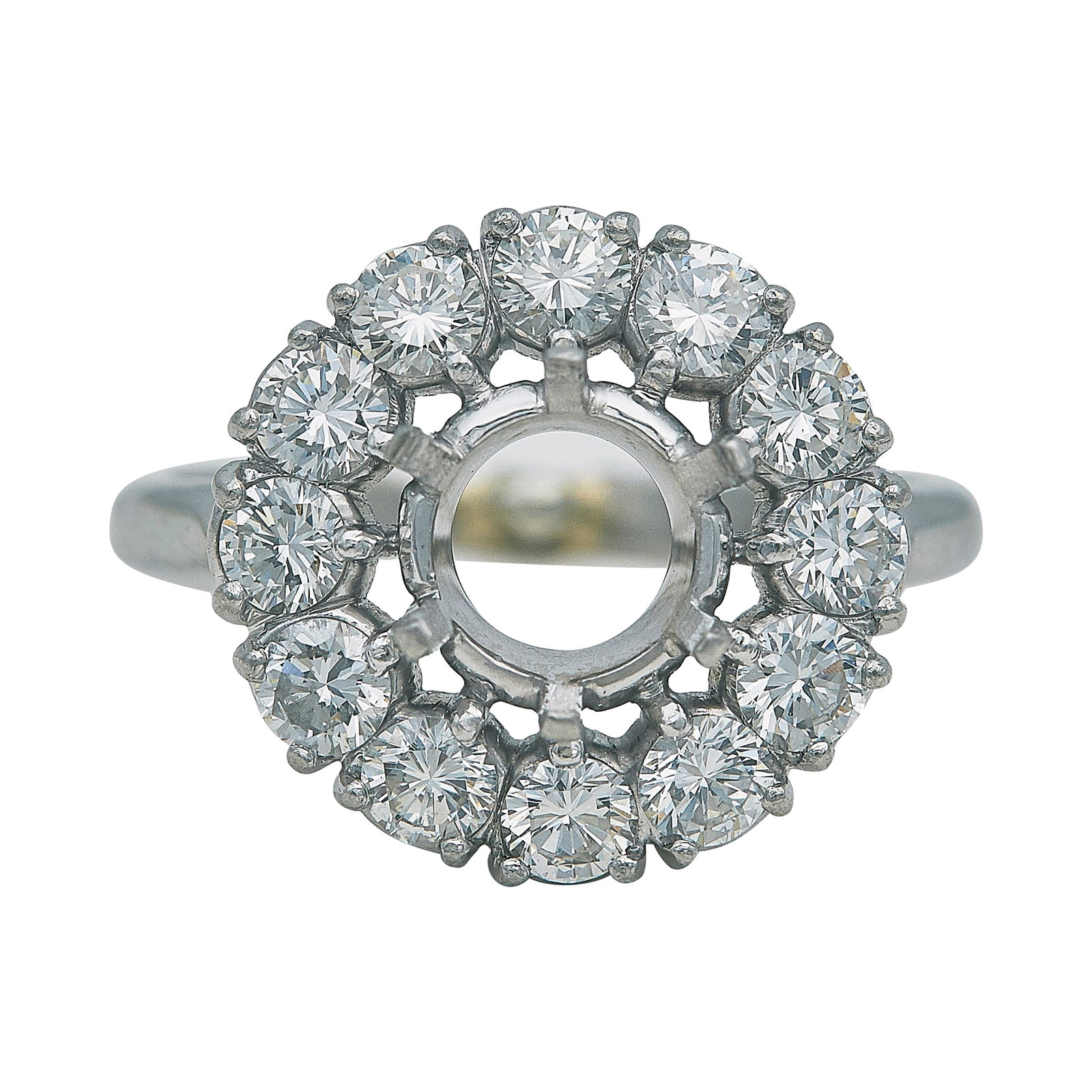Platinum and Diamond Halo Engagement Ring Setting (1 of 3)