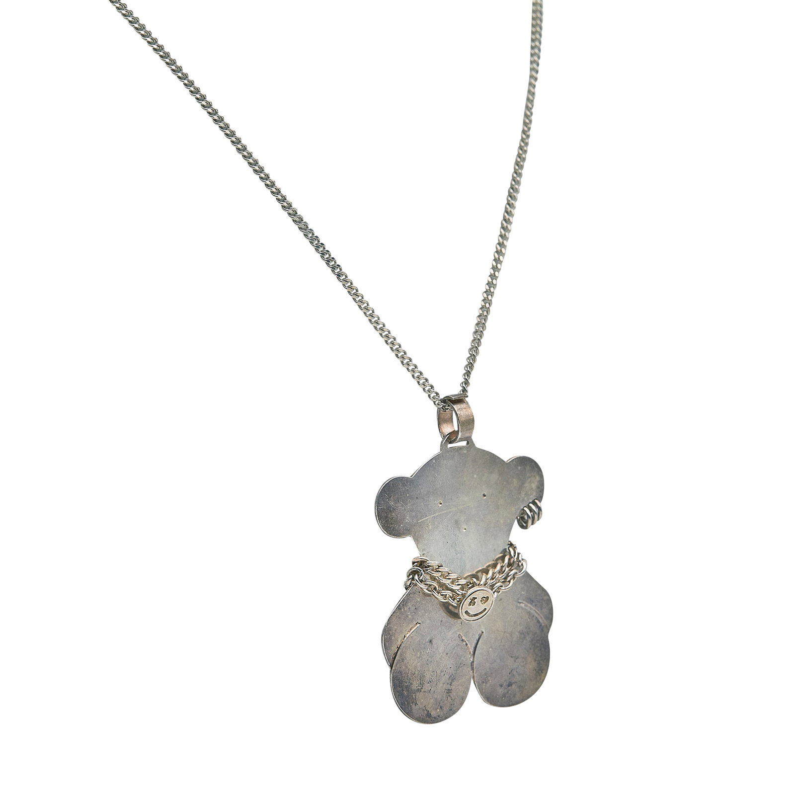 Tous Sterling Silver Punk Bear Pendant Necklace: BRAND: Tous; METAL: Sterling Silver; STAMPED: Tous, 925; CONDITION: Pre-owned, Good; ITEM WEIGHT (GRAMS): 32.9 g; MEASUREMENTS: Necklace 14 inches long including pendant, Pendant 2 1/2 inches long inc