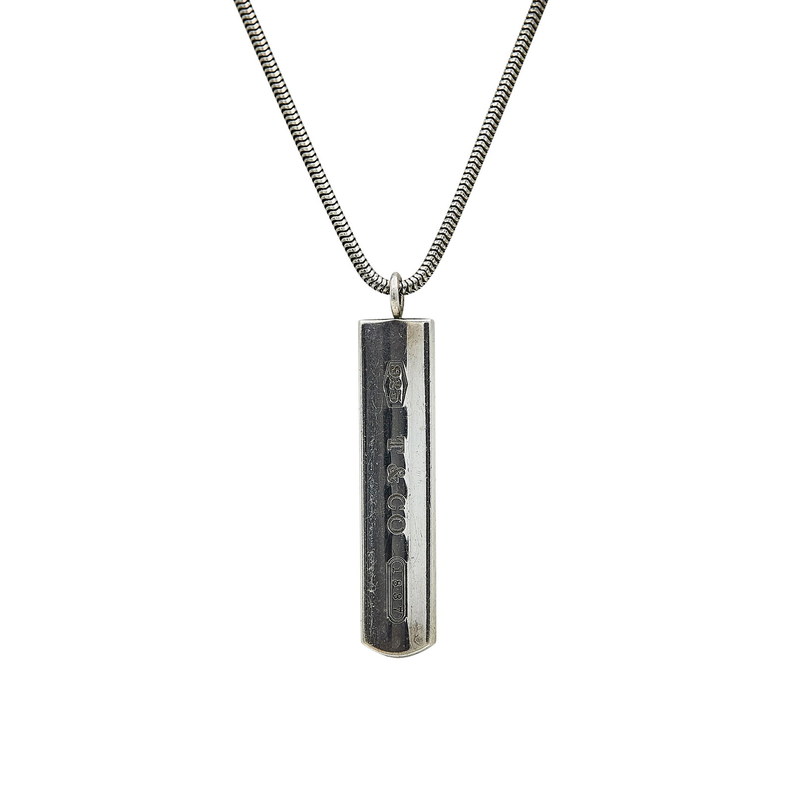 Tiffany & Co. Tiffany 1837 Sterling Silver Pendant Necklace: BRAND: Tiffany & Co.; COLLECTION: Tiffany 1837; METAL: Sterling Silver; STAMPED: © 2001, Tiffany & Co., 925; CONDITION: Pre-owned, Good; ITEM WEIGHT (GRAMS): 13.09 g; MEASUREMENTS: Necklace 19 inches