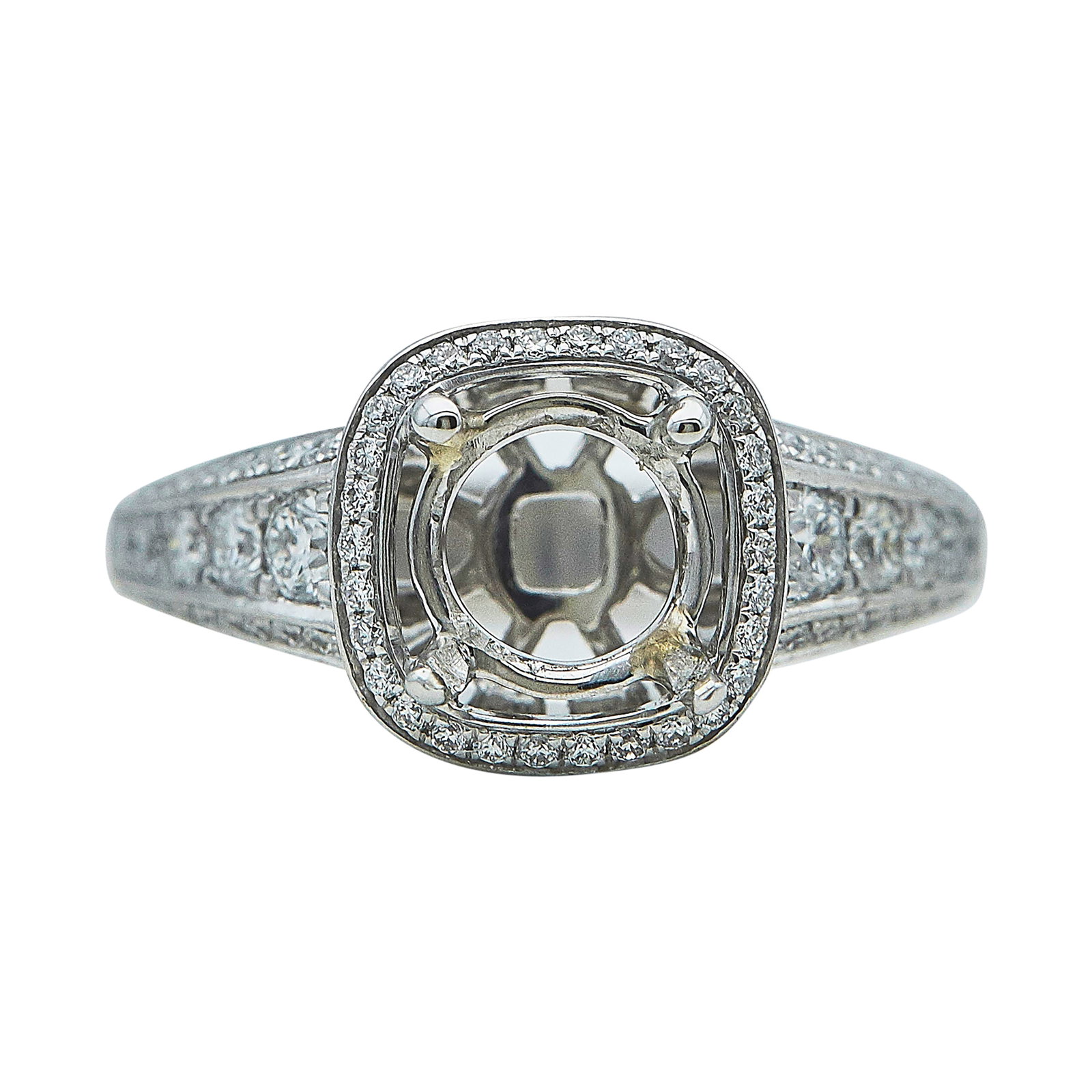 Platinum and Diamond Halo Engagement Ring Setting (1 of 3)