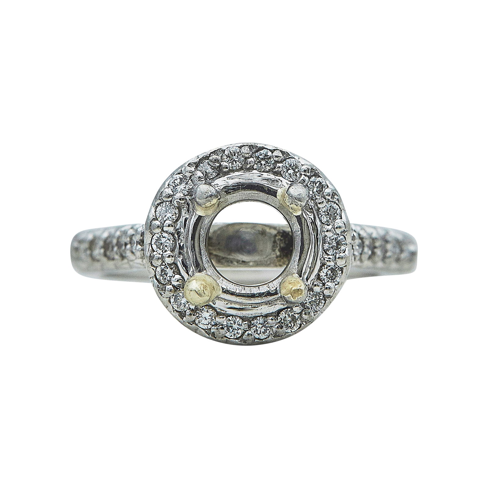 Platinum and Diamond Halo Engagement Ring Setting (1 of 3)