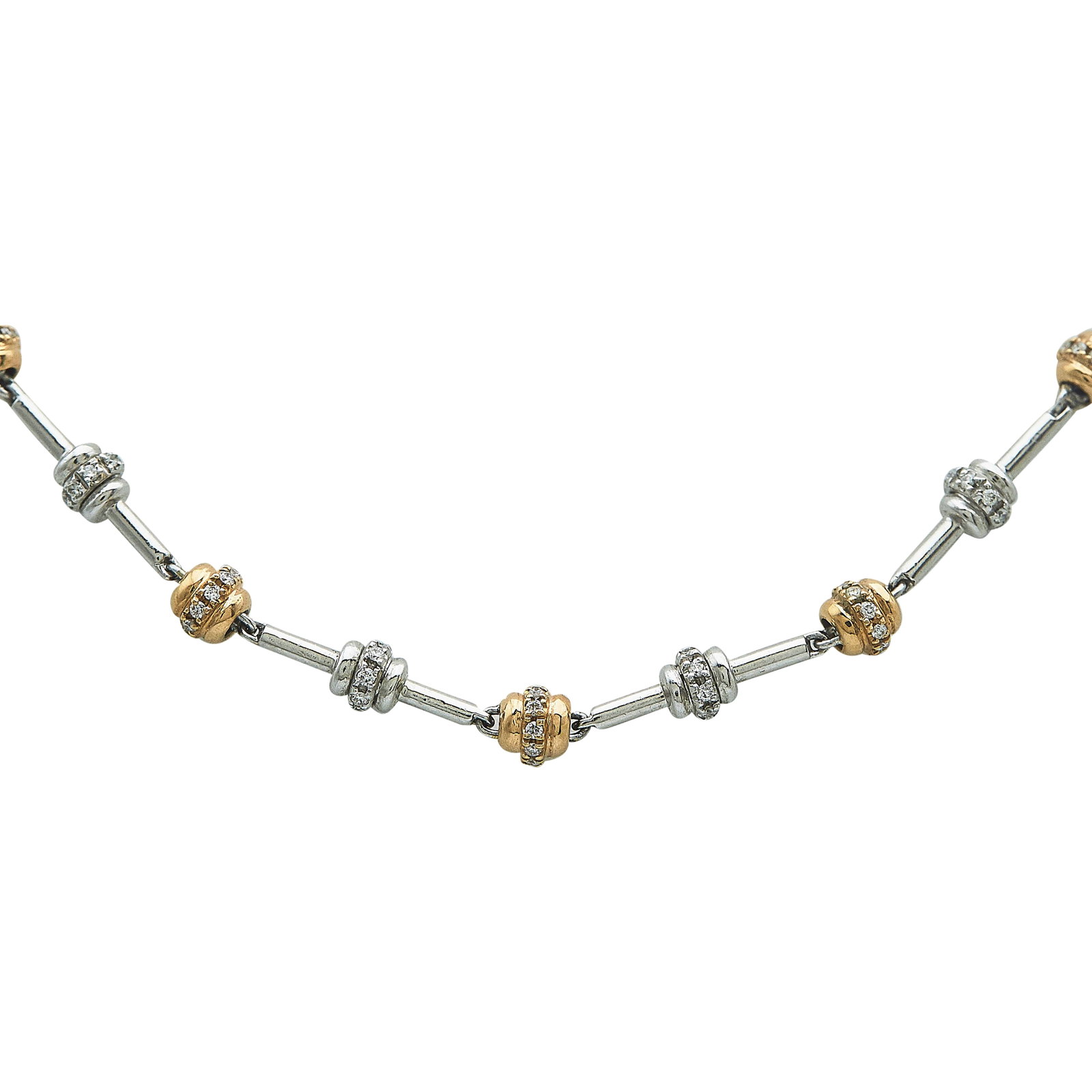 18K Rose and White Gold Diamond Link Necklace (1 of 4)