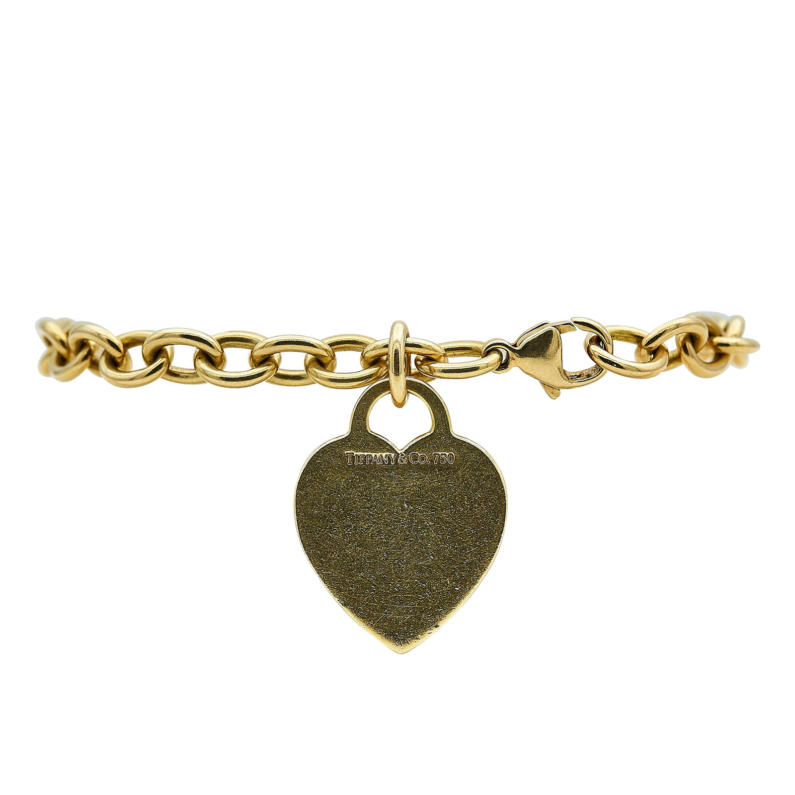 Tiffany & Co. Return To Tiffany 18K Yellow Gold Heart Link Bracelet: BRAND: Tiffany & Co.; COLLECTION: Return To Tiffany; METAL: 18K Yellow Gold; STAMPED: Tiffany & Co., 750; CONDITION: Pre-owned, Very Good; ITEM WEIGHT (GRAMS): 28.2 g; MEASUREMENTS: Bracelet 7 inches 