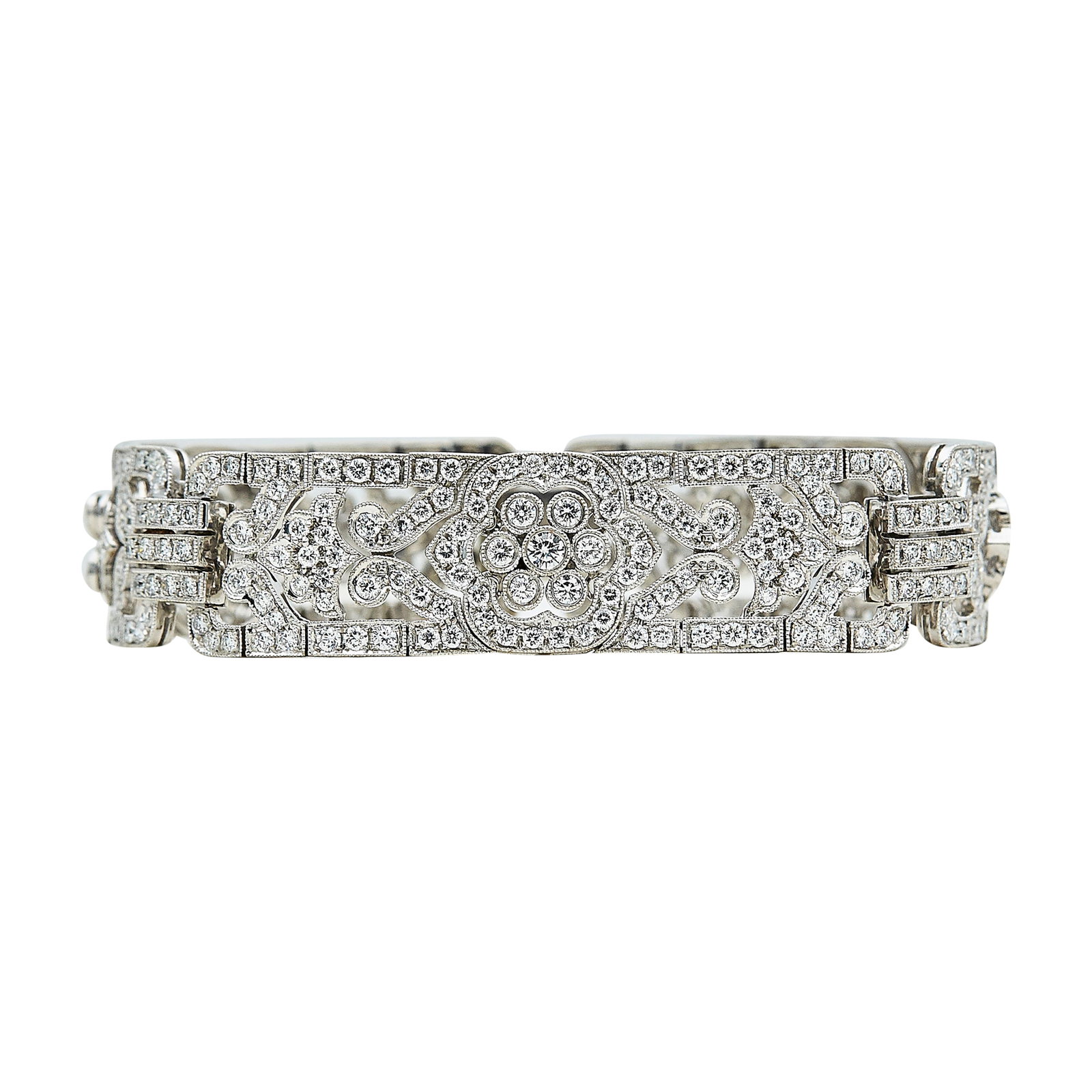 18K White Gold and Diamond Geometric Flower Bracelet (1 of 3)
