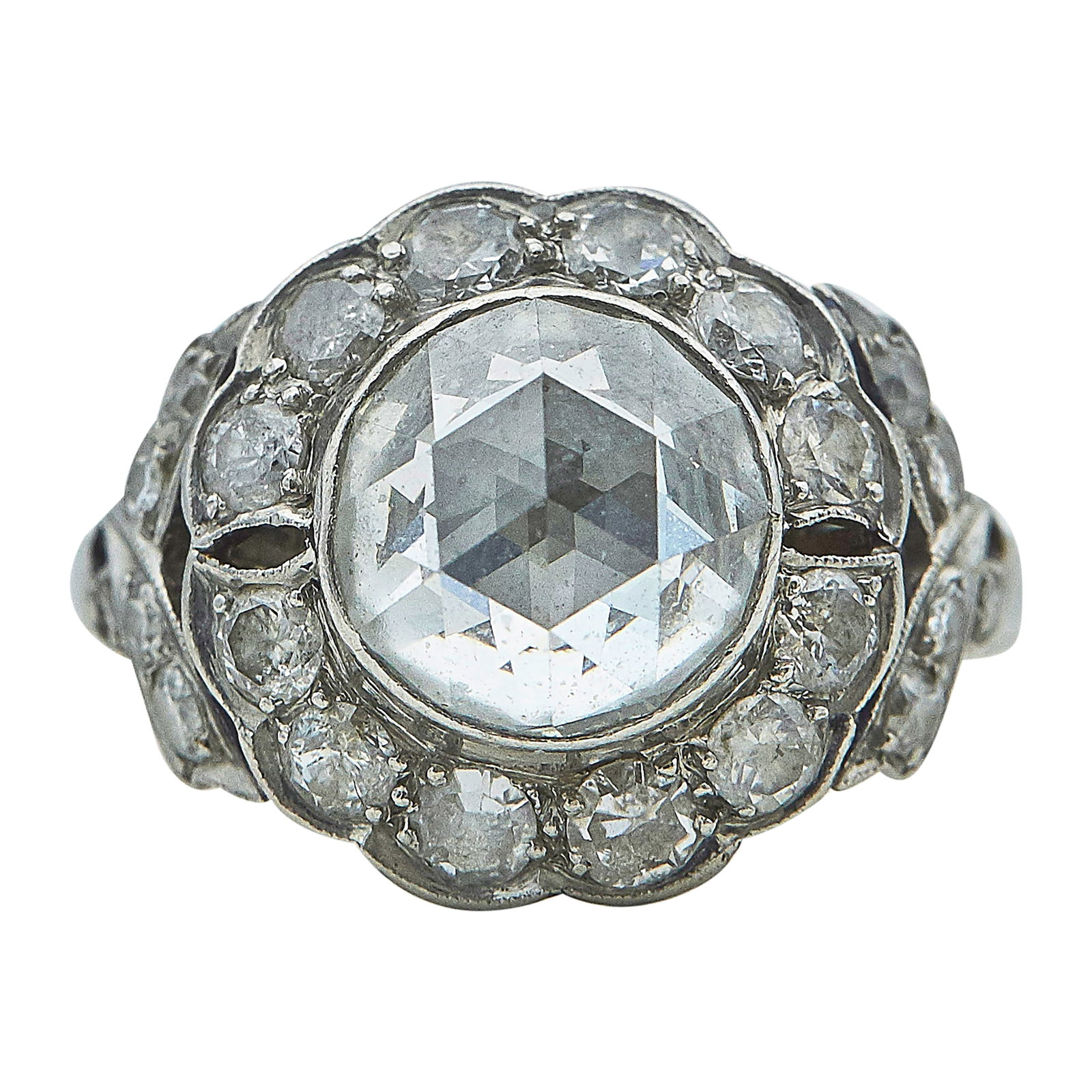 Platinum, Rose Cut Diamond, and Old European Cut Diamond Ring (1 of 3)