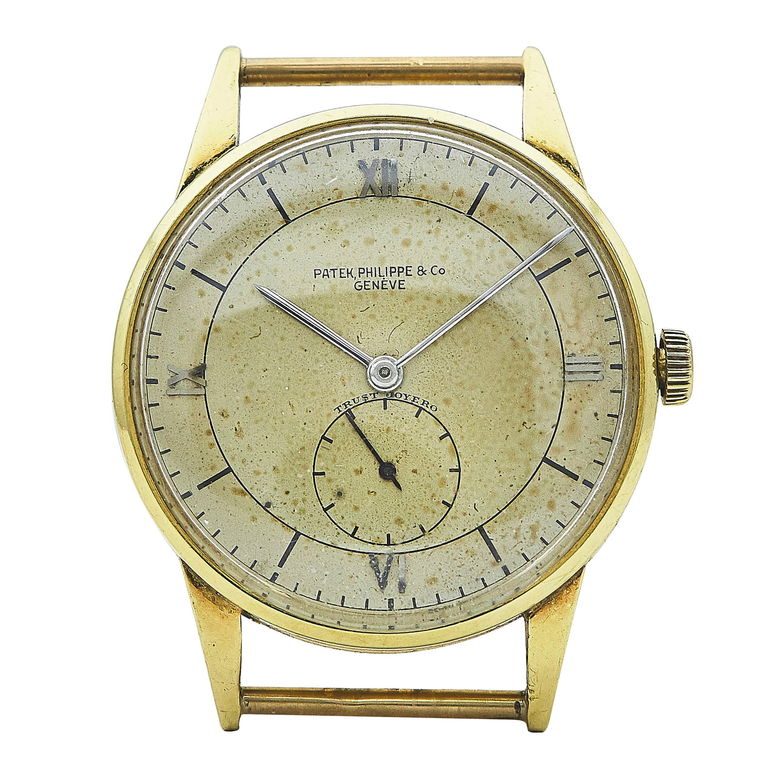 Patek Philippe 18K Yellow Gold Head Watch, Ref. 1517, circa 1944: BRAND: Patek Philippe; REF. #: 1517; CONDITION: Pre-owned, Good; YEAR: Circa 1944; ADDITIONAL COMMENTS: Scratches throughout watch, Scratches on acrylic crystal, Resistance when winding - Service requ