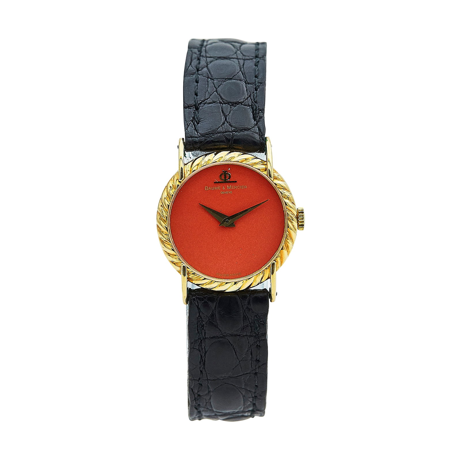 Baume & Mercier 18K Yellow Gold Watch, Ref. 36662, circa 1980: BRAND: Baume & Mercier; REF. #: 36662; CONDITION: Pre-owned, Very Good; YEAR: Circa 1980; ADDITIONAL COMMENTS: Scratches throughout watch, Fleabite chips around edges of mineral crystal, Chips at 6 o'