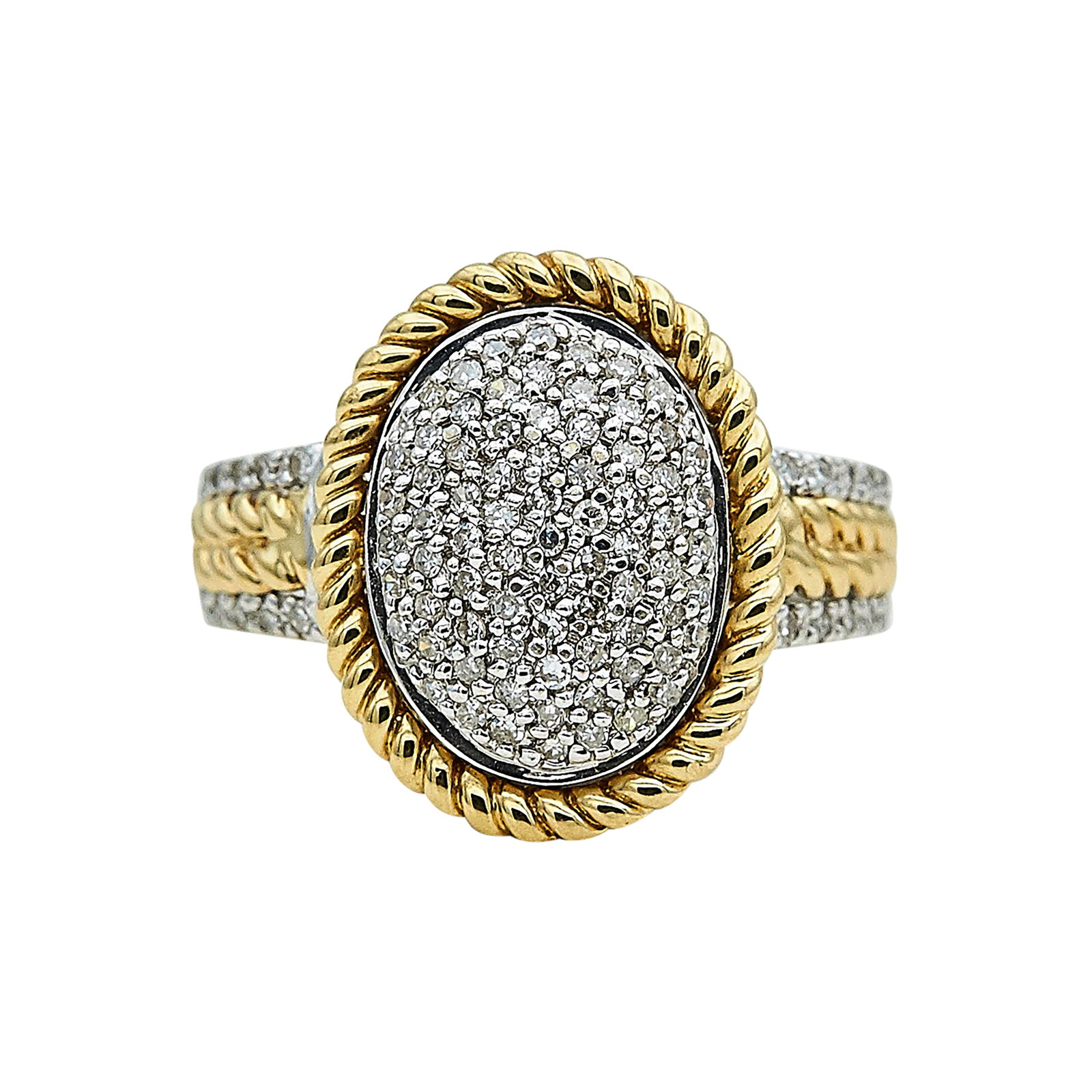 14K Yellow and White Gold Diamond Pave Cluster Ring (1 of 4)