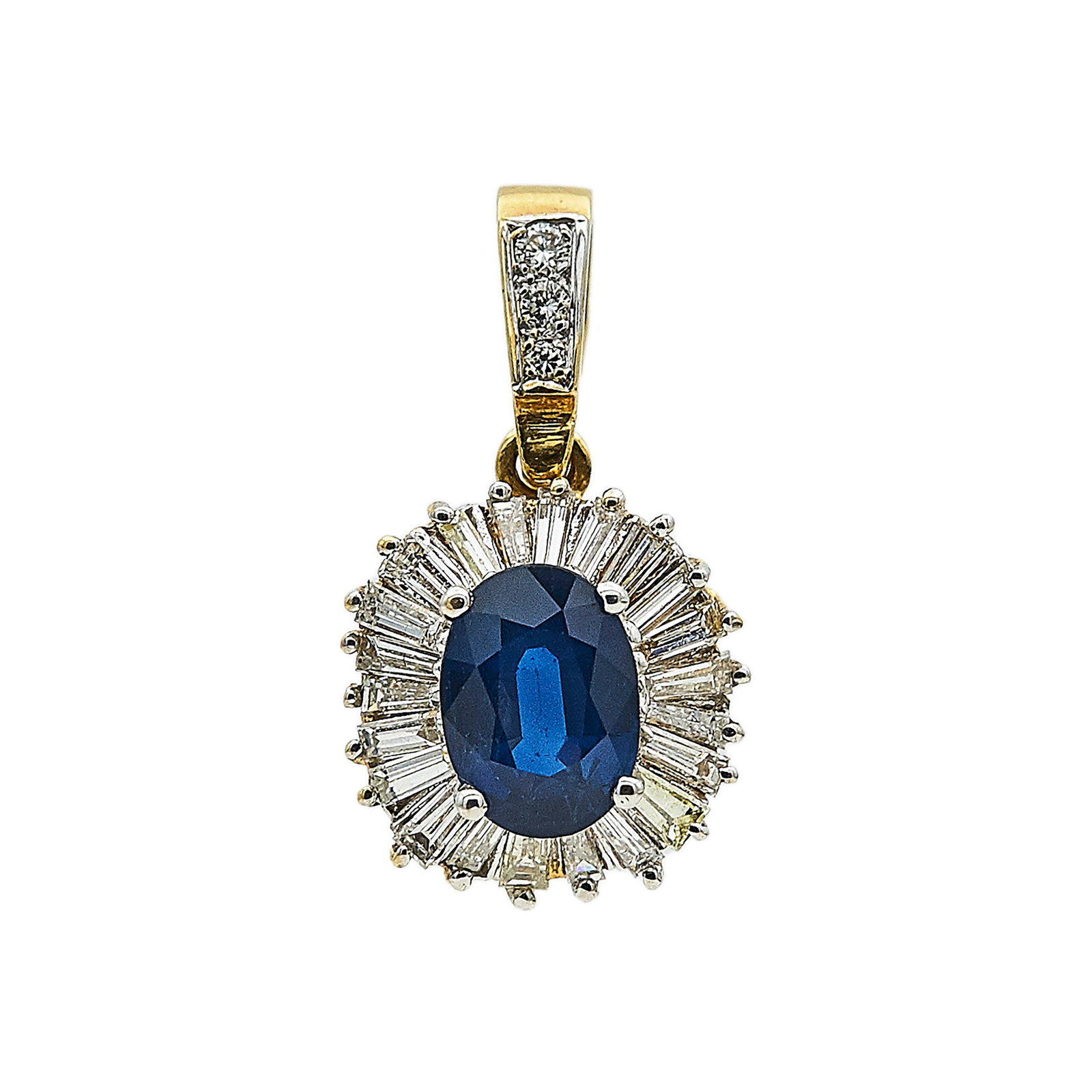 18K Yellow and White Gold, Sapphire, and Diamond Pendant (1 of 3)
