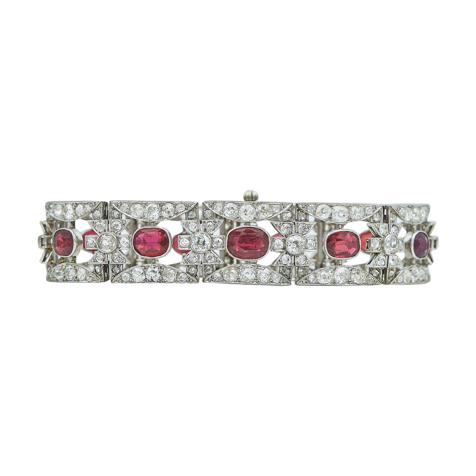 Art Deco Platinum, Ruby, and Diamond Bracelet (1 of 4)