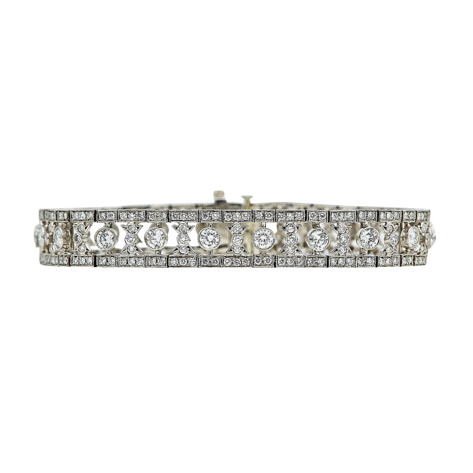 Platinum and Diamond Geometric Link Bracelet (1 of 3)