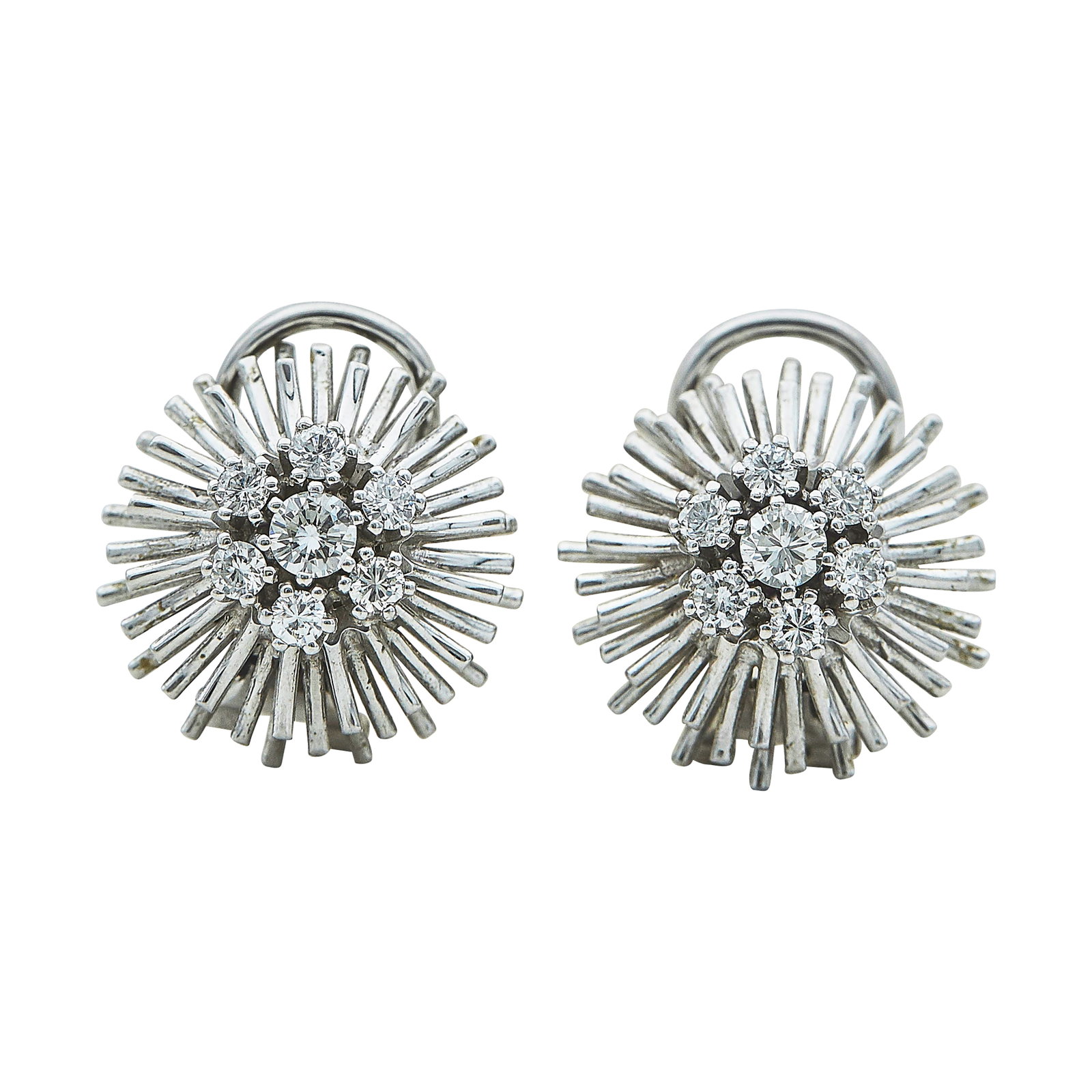 18K White Gold and Diamond Cluster Earrings (1 of 3)
