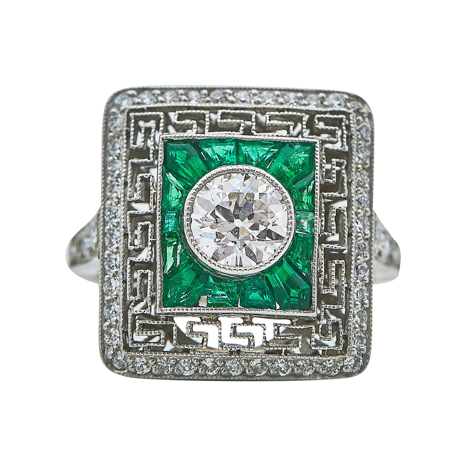 Platinum, Diamond, and Emerald Ring (1 of 3)