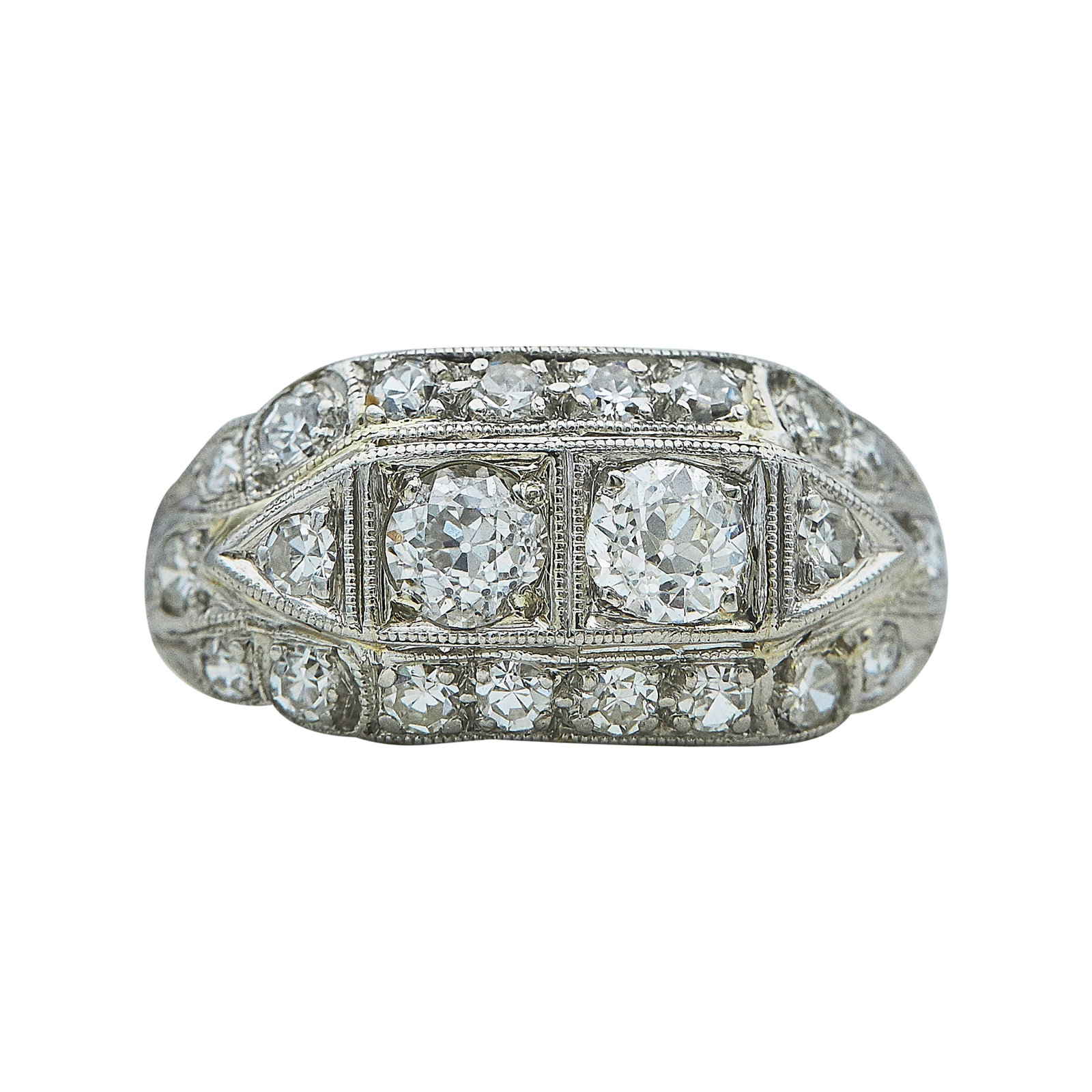 Art Deco 14K White Gold, Platinum, and Diamond Ring (1 of 3)
