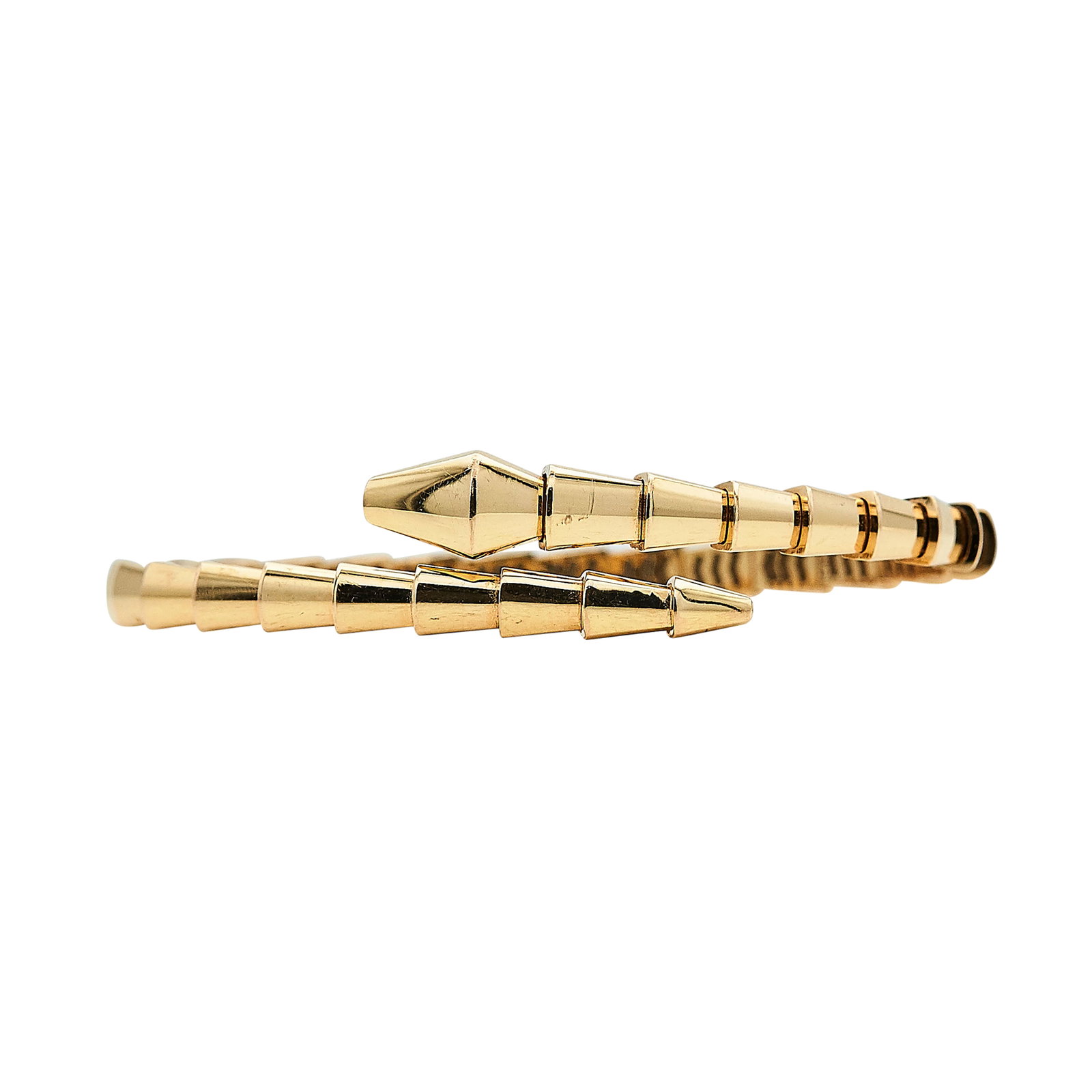 Bulgari Serpenti Viper 18K Rose Gold Bracelet: BRAND: Bulgari; COLLECTION: Serpenti Viper; METAL: 18K Rose Gold; STAMPED: Bvlgari, Au750, Italian workshop mark, MADE IN ITALY, 15, M=1.71g; CONDITION: Pre-owned, Good; ITEM WEIGHT (GRAMS): 19 g; MEA