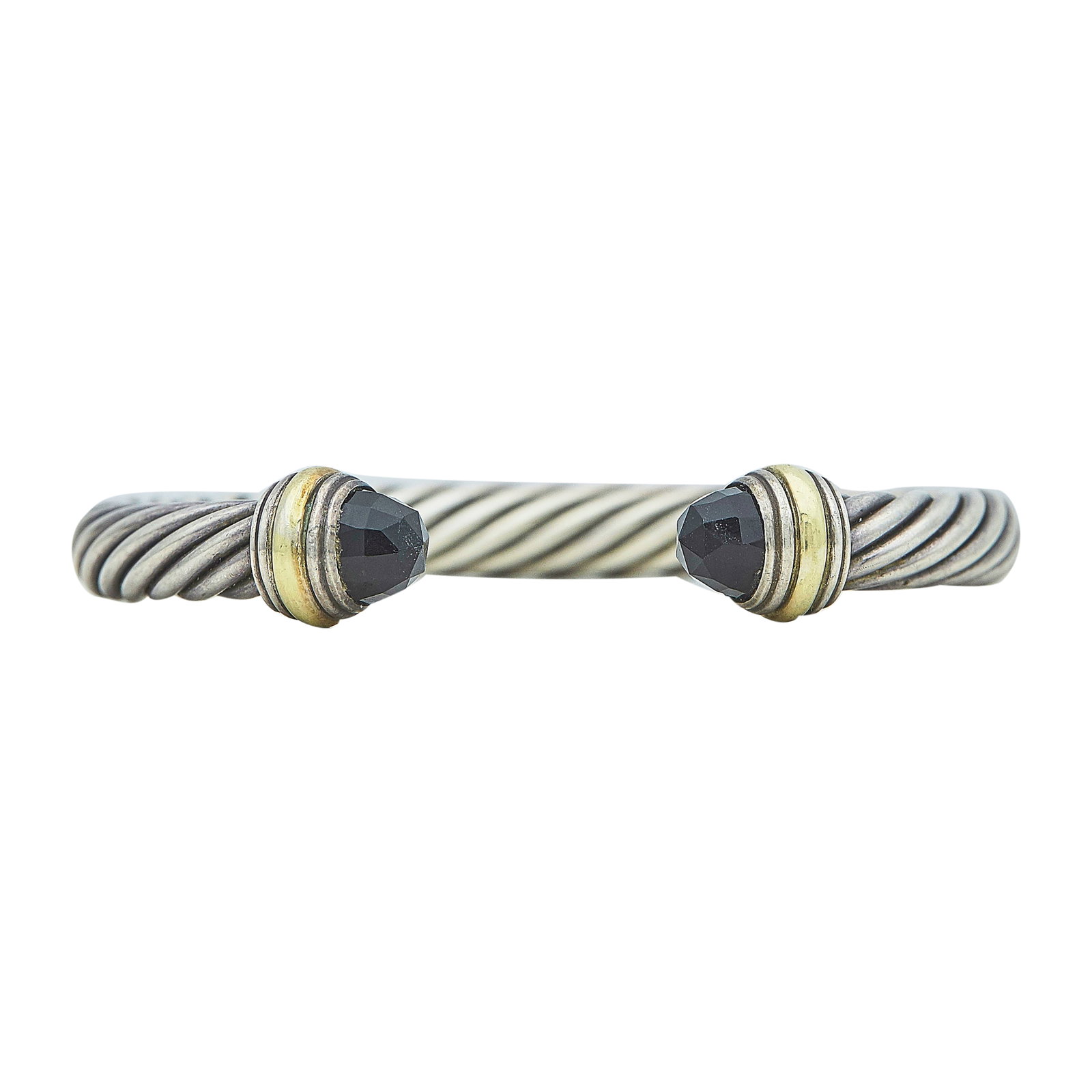 David Yurman Cable Sterling Silver, 14K Yellow Gold, and Onyx Cuff Bracelet (1 of 3)