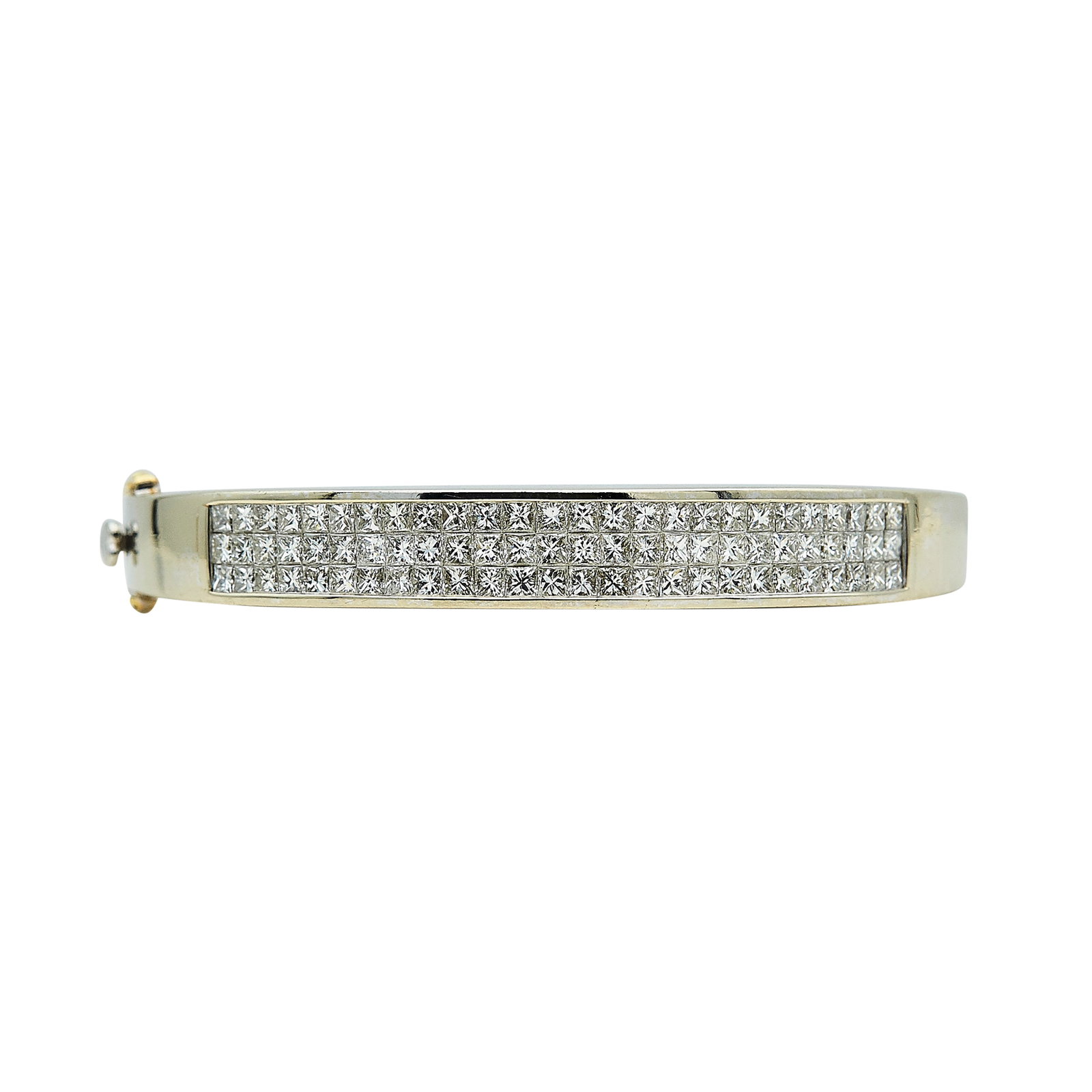18K White Gold and Carre Diamond Pave Bangle Bracelet (1 of 4)
