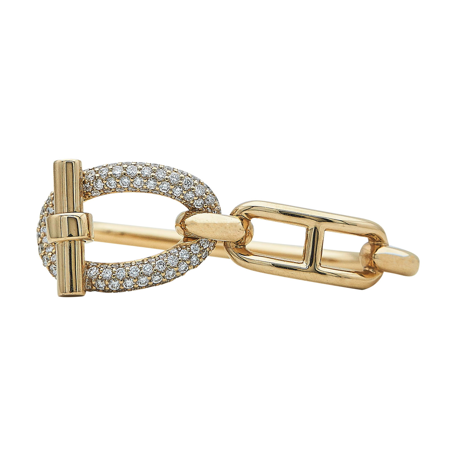 Hermès Adage 18K Rose Gold and Diamond Pave Double Ring: BRAND: Hermès; METAL: 18K Rose Gold; APPROXIMATE TOTAL DIAMOND WEIGHT: 1.03 ctw; STAMPED: Au750, Hermes, 55, Serial number, French marks; CONDITION: Pre-owned, Very Good; ITEM WEIGHT (GRAMS): 17.2 g;