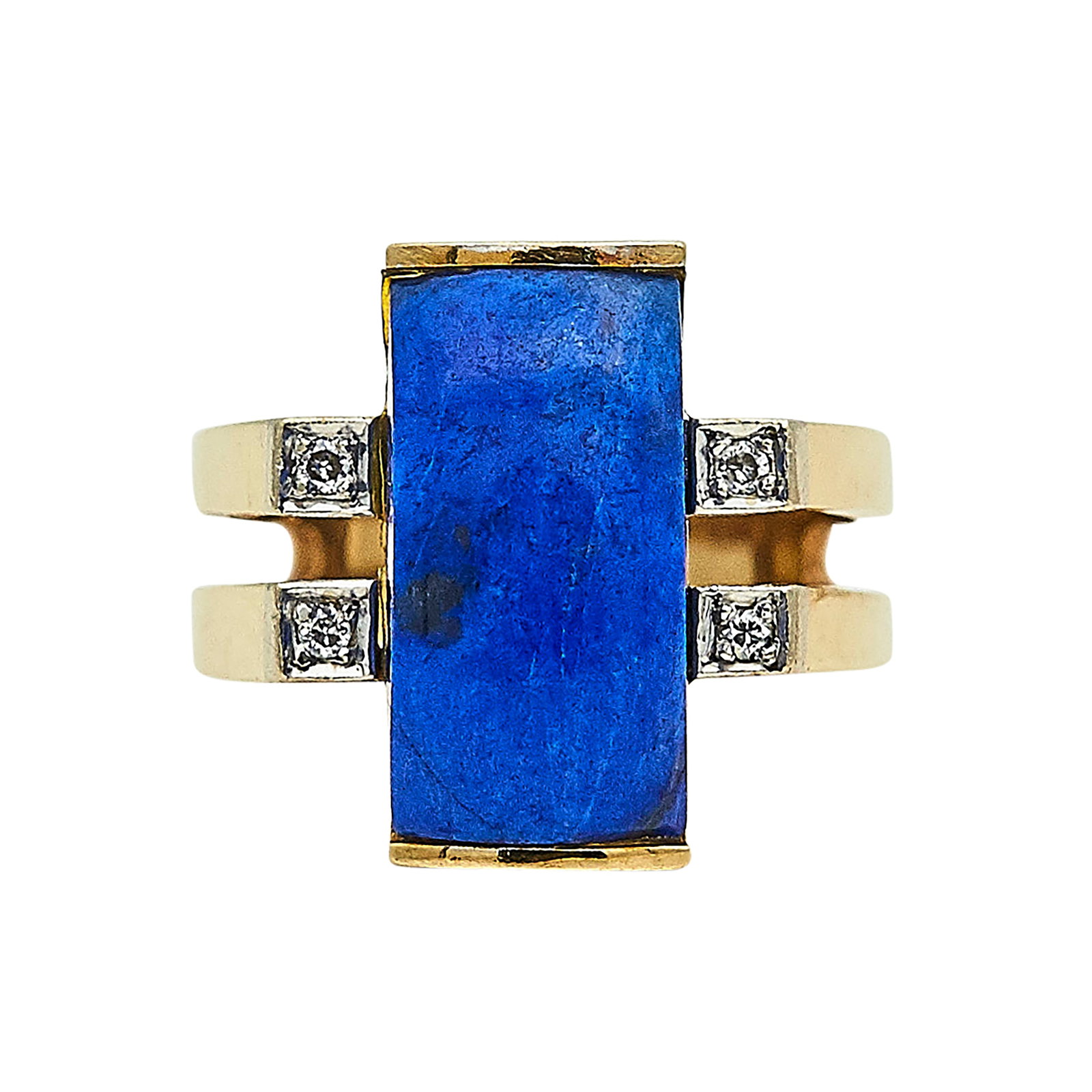 14K Yellow Gold, Lapis, and Diamond Ring (1 of 3)