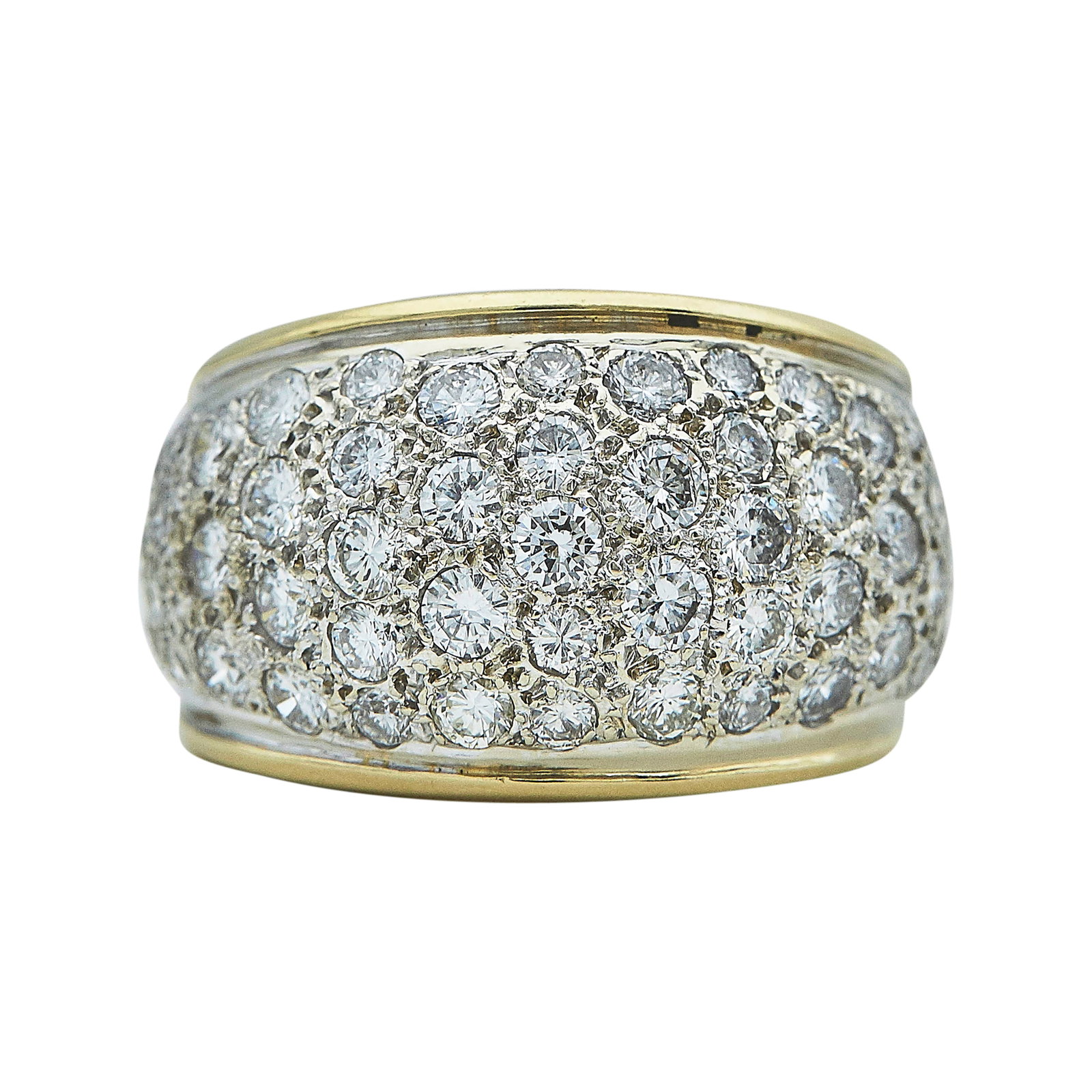 14K Yellow & White Gold Diamond Pave Tapered Ring (1 of 3)